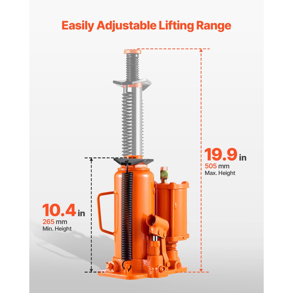 Υδραυλικός γρύλος μπουκαλιών VEVOR Air, μέγιστης χωρητικότητας 12 τόνων, εύρος ανύψωσης 265-505 mm, πνευματικός/χειροκίνητος γρύλος μπουκαλιών βαρέως τύπου με χειροκίνητη αντλία για SUV, Pick-up, φορτηγό και επισκευή αυτοκινήτων, πορτοκαλί Υδραυλικός γρύλος μπουκαλιών VEVOR Air, μέγιστης χωρητικότητας 12 τόνων, εύρος ανύψωσης 265-505 mm, πνευματικός/χειροκίνητος γρύλος μπουκαλιών βαρέως τύπου με χειροκίνητη αντλία για SUV, Pick-up, φορτηγό και επισκευή αυτοκινήτων, πορτοκαλί