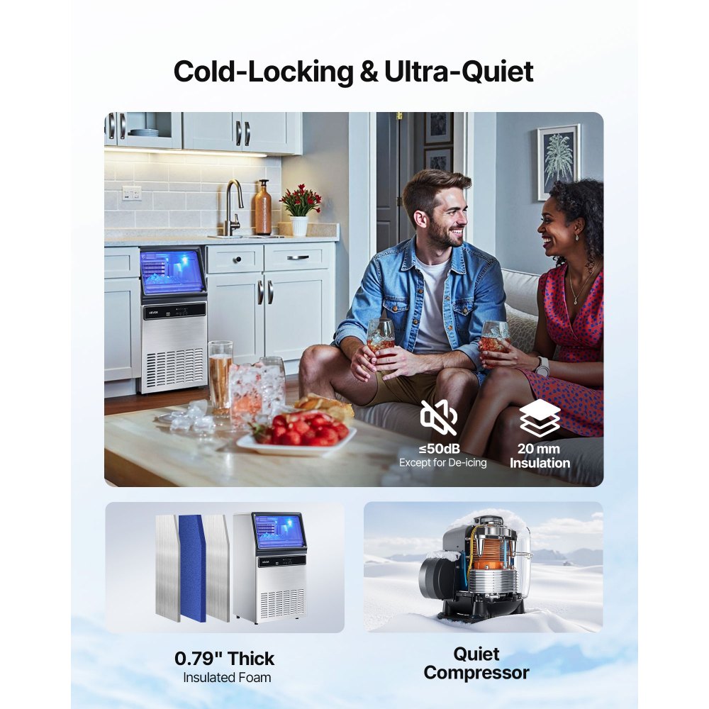 Επαγγελματική παγομηχανή VEVOR, 59kg/24H με αποθηκευτικό χώρο 15kg, 45 κύβοι ανά κύκλο, ανοξείδωτη και κάτω από τον πάγκο παγομηχανή με οθόνη LED και αυτοκαθαρισμό, για το σπίτι, μπαρ και εστιατόριο Επαγγελματική παγομηχανή VEVOR, 59kg/24H με αποθηκευτικό χώρο 15kg, 45 κύβοι ανά κύκλο, ανοξείδωτη και κάτω από τον πάγκο παγομηχανή με οθόνη LED και αυτοκαθαρισμό, για το σπίτι, μπαρ και εστιατόριο