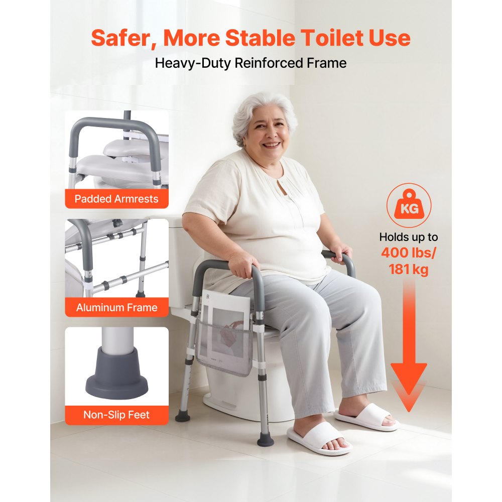 VEVOR Υπερυψωμένο Κάθισμα Τουαλέτας με Μπράτσα, Χωρητικότητα Φόρτισης 181 kg, Ρυθμιζόμενο Ύψος και Πλάτος, Μαξιλάρι Κομοδίνο με Επενδυμένο Υπερυψωμένο Κάθισμα Τουαλέτας με Λαβές για Ηλικιωμένους, Ηλικιωμένους, ΑΜΕΑ, ΑΜΕΑ, Ενήλικες VEVOR Υπερυψωμένο Κάθισμα Τουαλέτας με Μπράτσα, Χωρητικότητα Φόρτισης 181 kg, Ρυθμιζόμενο Ύψος και Πλάτος, Μαξιλάρι Κομοδίνο με Επενδυμένο Υπερυψωμένο Κάθισμα Τουαλέτας με Λαβές για Ηλικιωμένους, Ηλικιωμένους, ΑΜΕΑ, ΑΜΕΑ, Ενήλικες