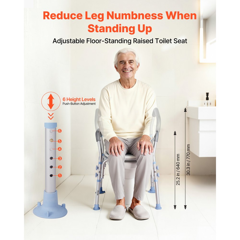 VEVOR Υπερυψωμένο Κάθισμα Τουαλέτας με Μπράτσα, Χωρητικότητα Φόρτισης 136 kg, Ρυθμιζόμενο Ύψος, Διευρυμένο Ανυψωμένο Κάθισμα Τουαλέτας με Λαβές και Προστασία από Πιτσιλίσματα για Ηλικιωμένους, Ηλικιωμένους, ΑΜΕΑ, ΑΜΕΑ, Ενήλικες VEVOR Υπερυψωμένο Κάθισμα Τουαλέτας με Μπράτσα, Χωρητικότητα Φόρτισης 136 kg, Ρυθμιζόμενο Ύψος, Διευρυμένο Ανυψωμένο Κάθισμα Τουαλέτας με Λαβές και Προστασία από Πιτσιλίσματα για Ηλικιωμένους, Ηλικιωμένους, ΑΜΕΑ, ΑΜΕΑ, Ενήλικες
