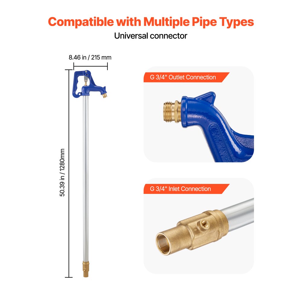 Κρουνός αυλής VEVOR με αντιπαγετική προστασία, εξωτερική βρύση 1280 mm με βάθος θάψιμο 609,6 mm, σύνδεση σωλήνα G 3/4" και σύνδεσμο εύκαμπτου σωλήνα, κρουνός χωρίς μόλυβδο χωρίς αντιπαγετική προστασία για άρδευση κήπου/αγροκτήματος Κρουνός αυλής VEVOR με αντιπαγετική προστασία, εξωτερική βρύση 1280 mm με βάθος θάψιμο 609,6 mm, σύνδεση σωλήνα G 3/4" και σύνδεσμο εύκαμπτου σωλήνα, κρουνός χωρίς μόλυβδο χωρίς αντιπαγετική προστασία για άρδευση κήπου/αγροκτήματος