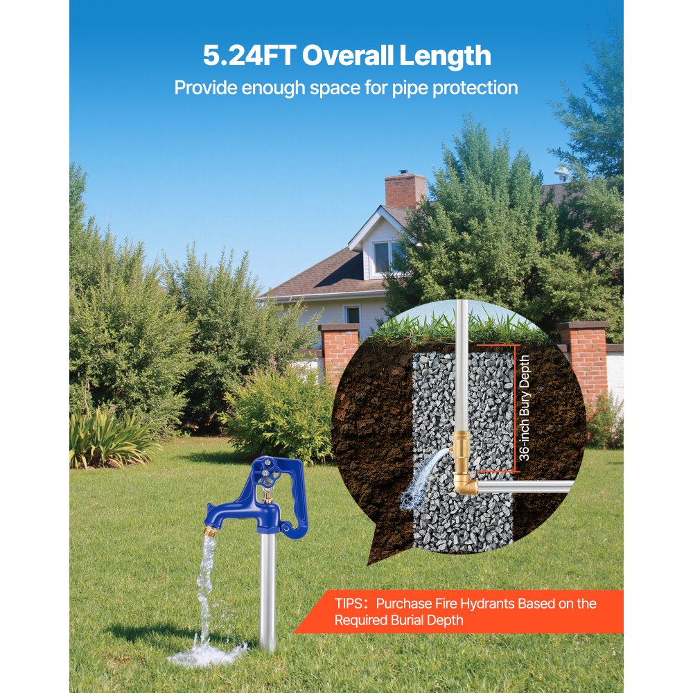 Κρουνός αυλής VEVOR με αντιπαγετική προστασία, εξωτερική βρύση 1595 mm με αντιπαγετικό βάθος 914,4 mm, σύνδεση σωλήνα G 3/4", λαβή με μοχλό + χειροτροχό, κρουνός χωρίς μόλυβδο χωρίς αντιπαγετική προστασία για άρδευση κήπου, αγροκτήματος Κρουνός αυλής VEVOR με αντιπαγετική προστασία, εξωτερική βρύση 1595 mm με αντιπαγετικό βάθος 914,4 mm, σύνδεση σωλήνα G 3/4", λαβή με μοχλό + χειροτροχό, κρουνός χωρίς μόλυβδο χωρίς αντιπαγετική προστασία για άρδευση κήπου, αγροκτήματος