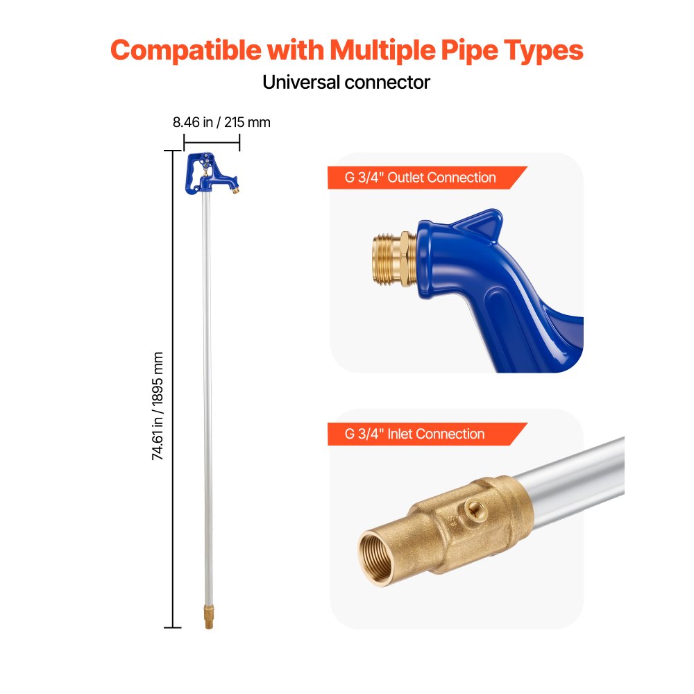 Κρουνός αυλής VEVOR με αντιπαγετική προστασία, εξωτερική βρύση 1895 mm με αντιπαγετικό βάθος 1219,2 mm, σύνδεση σωλήνα G 3/4", λαβή με μοχλό + χειροτροχό, κρουνός χωρίς μόλυβδο χωρίς αντιπαγετική προστασία για άρδευση κήπου/αγροκτήματος Κρουνός αυλής VEVOR με αντιπαγετική προστασία, εξωτερική βρύση 1895 mm με αντιπαγετικό βάθος 1219,2 mm, σύνδεση σωλήνα G 3/4", λαβή με μοχλό + χειροτροχό, κρουνός χωρίς μόλυβδο χωρίς αντιπαγετική προστασία για άρδευση κήπου/αγροκτήματος