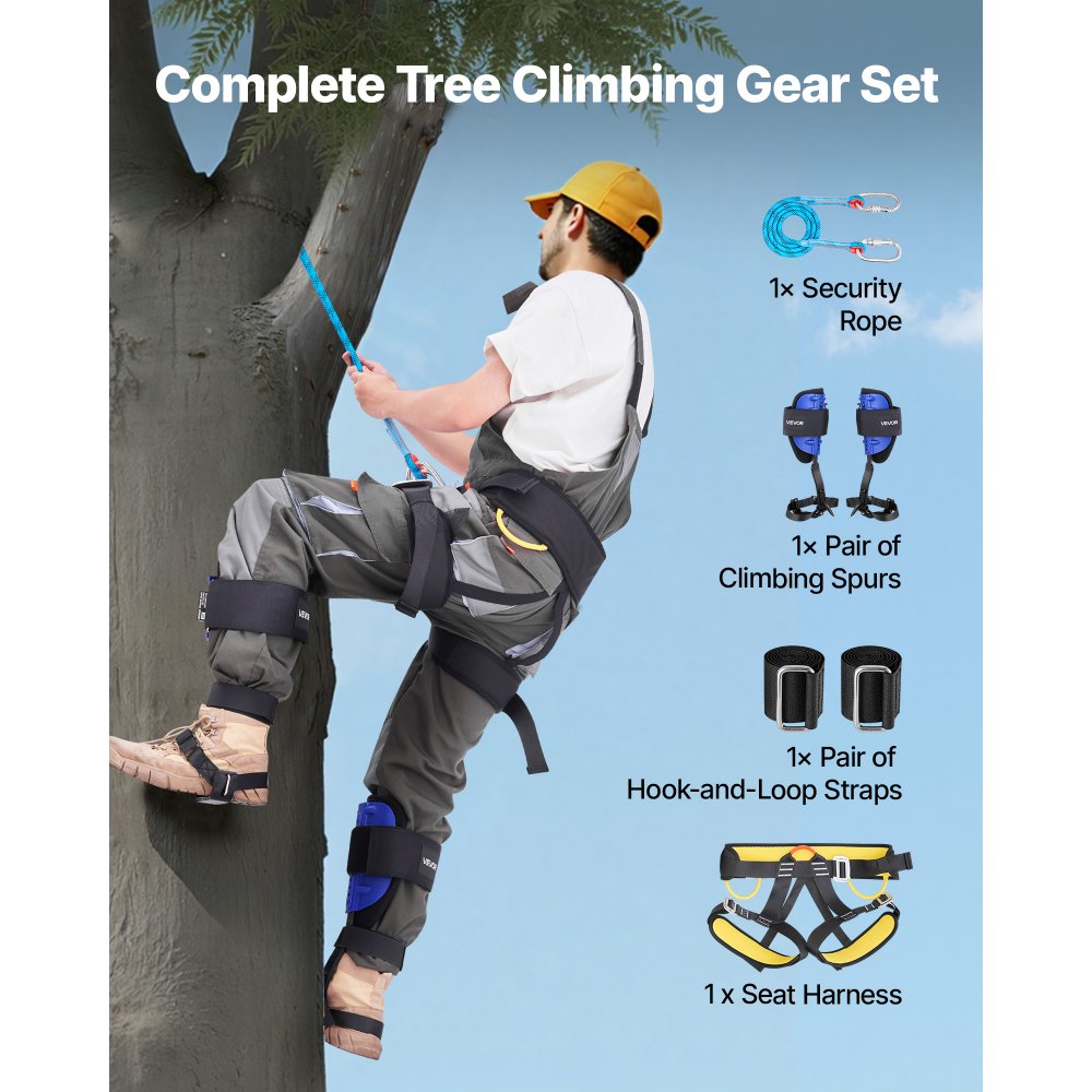 Σετ καρφιών αναρρίχησης δέντρων VEVOR, Ρυθμιζόμενος εξοπλισμός αναρρίχησης δέντρων με ιμάντες και ιμάντα, Χωρητικότητα φορτίου 159 kg, Βαρέως τύπου χαλύβδινα καρφιά αναρρίχησης, εξοπλισμός δενδροκόμου για μάζεμα φρούτων και κυνήγι Σετ καρφιών αναρρίχησης δέντρων VEVOR, Ρυθμιζόμενος εξοπλισμός αναρρίχησης δέντρων με ιμάντες και ιμάντα, Χωρητικότητα φορτίου 159 kg, Βαρέως τύπου χαλύβδινα καρφιά αναρρίχησης, εξοπλισμός δενδροκόμου για μάζεμα φρούτων και κυνήγι