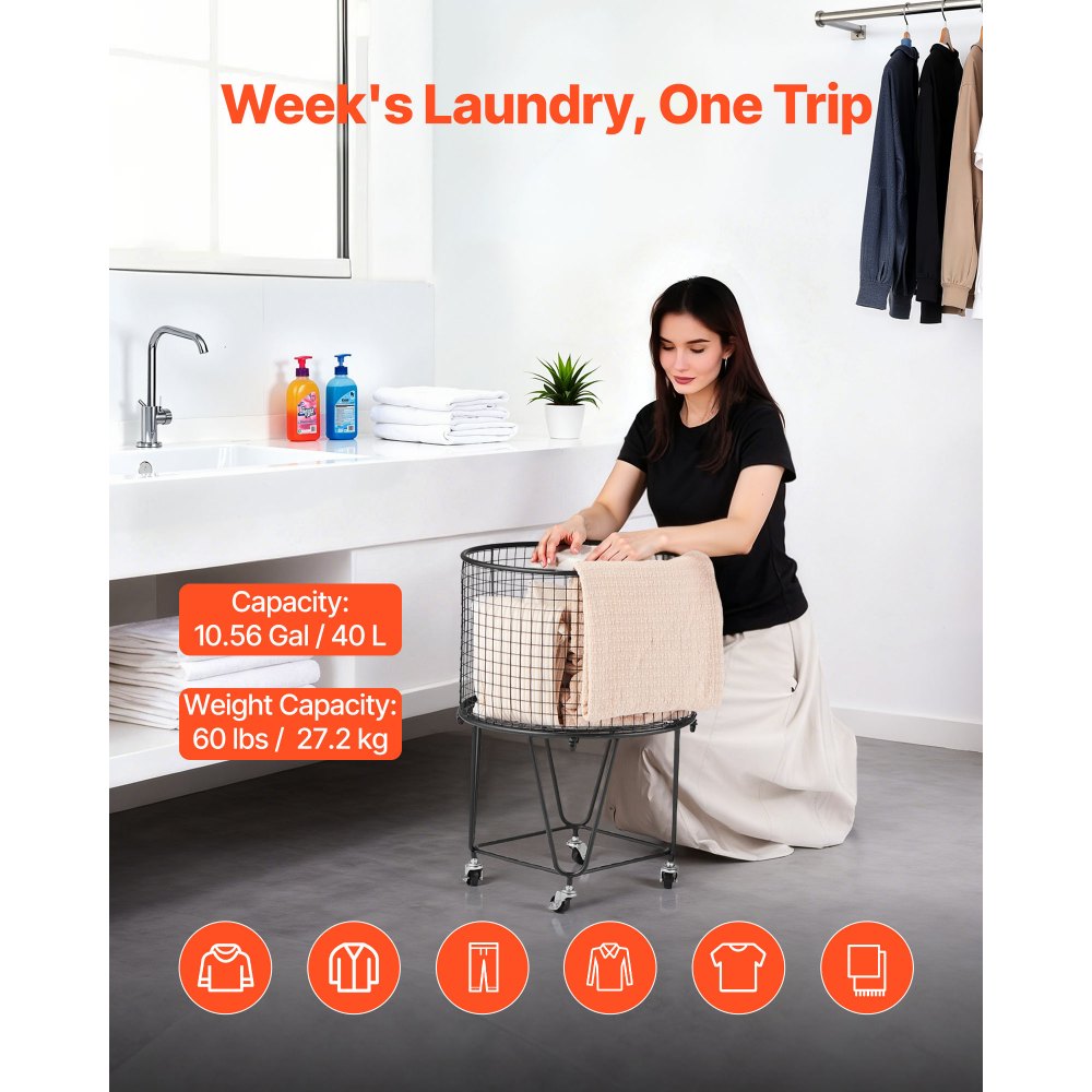 Καλάθι Πλυντηρίου VEVOR, Κυλιόμενο Στρογγυλό Καλάθι Παντοπωλείου με Περιστρεφόμενους Τροχούς 360°, Μεγάλη Χωρητικότητα Φορτίου 27 KG, Βαρέως Τύπου Καλάθι Αγορών από Ανθρακούχο Χάλυβα για Πλύσιμο, Ψώνια, Κάμπινγκ, Παντοπωλείο, Αποσκευές Καλάθι Πλυντηρίου VEVOR, Κυλιόμενο Στρογγυλό Καλάθι Παντοπωλείου με Περιστρεφόμενους Τροχούς 360°, Μεγάλη Χωρητικότητα Φορτίου 27 KG, Βαρέως Τύπου Καλάθι Αγορών από Ανθρακούχο Χάλυβα για Πλύσιμο, Ψώνια, Κάμπινγκ, Παντοπωλείο, Αποσκευές