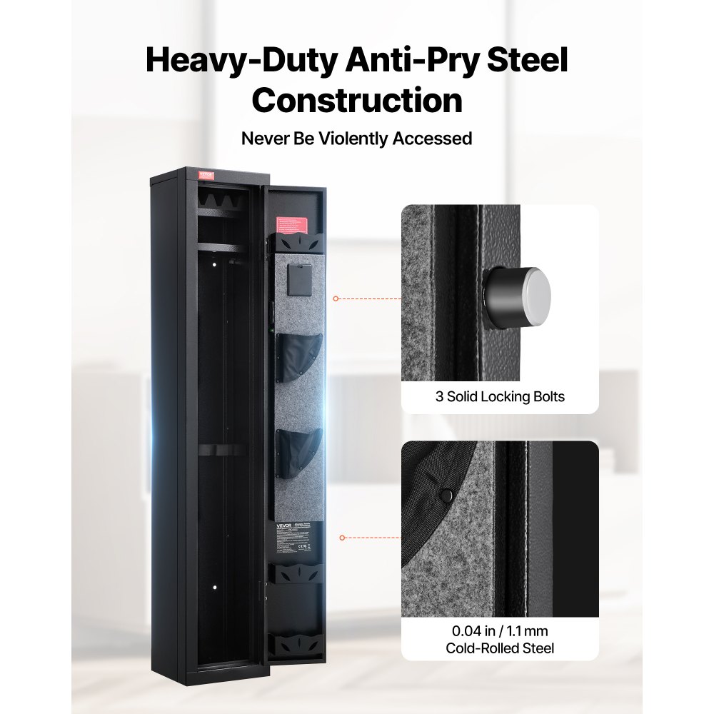 VEVOR Gun Safe, βαρέως τύπου ψυχρής έλασης ατσάλινο πυρίμαχο θάλαμο τυφεκίων με ψηφιακό πληκτρολόγιο και κλειδί, μεγάλο μακρύ θάλαμο όπλου με γεμιστήρα και φωτισμό LED, ρυθμιζόμενες βάσεις για τυφέκια, πιστόλια, κυνηγετικό όπλο VEVOR Gun Safe, βαρέως τύπου ψυχρής έλασης ατσάλινο πυρίμαχο θάλαμο τυφεκίων με ψηφιακό πληκτρολόγιο και κλειδί, μεγάλο μακρύ θάλαμο όπλου με γεμιστήρα και φωτισμό LED, ρυθμιζόμενες βάσεις για τυφέκια, πιστόλια, κυνηγετικό όπλο