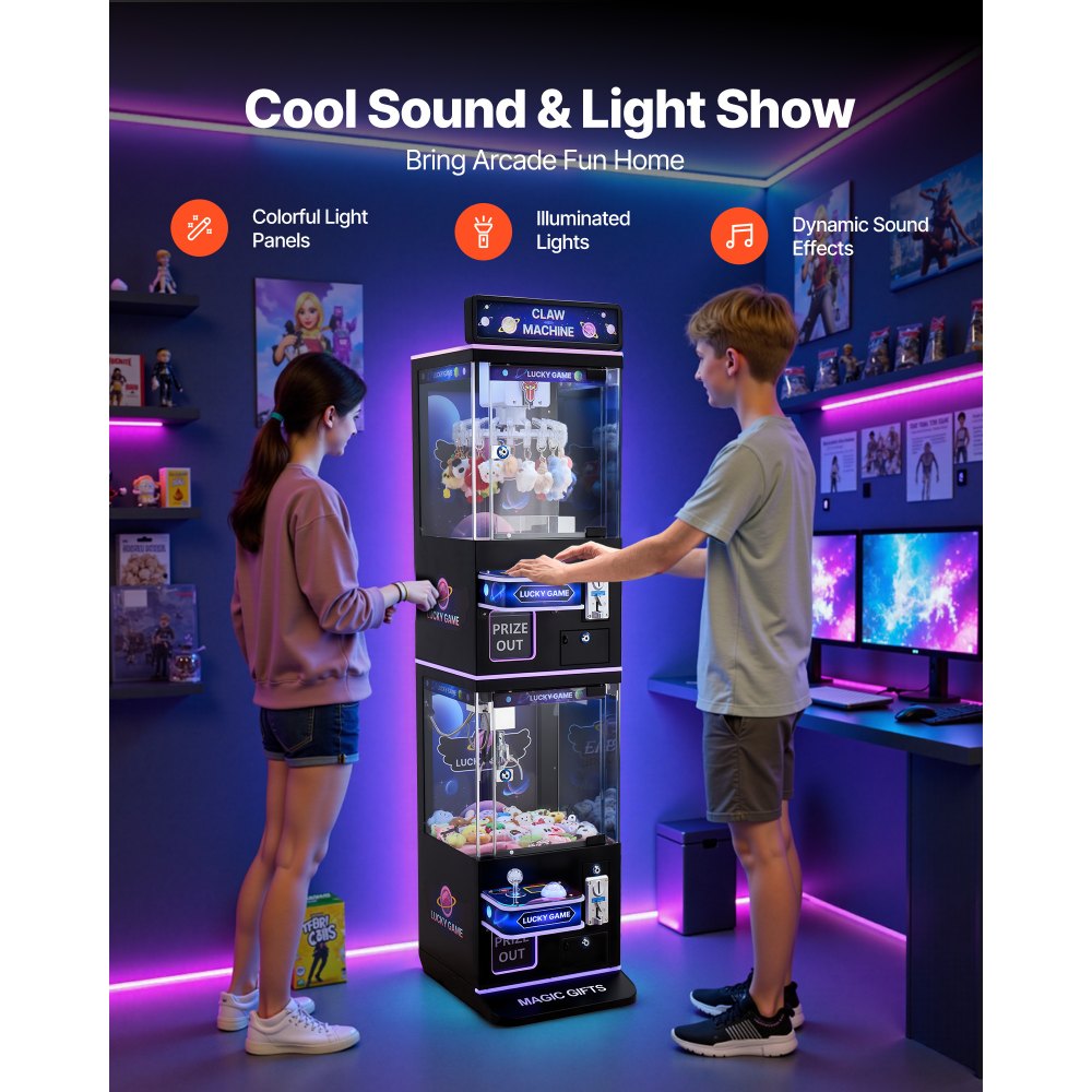 Μηχανή γερανού VEVOR με νύχια, μεσαίου μεγέθους μηχανή παιχνιδιών arcade με νύχι + λαβή διπλής στρώσης, φως & ήχος, παιχνίδι καραμελών, λαβή καραμελών, διανομέας βραβείων, για επαγγελματικό οικιακό κινηματογράφο, μαύρο μωβ Μηχανή γερανού VEVOR με νύχια, μεσαίου μεγέθους μηχανή παιχνιδιών arcade με νύχι + λαβή διπλής στρώσης, φως & ήχος, παιχνίδι καραμελών, λαβή καραμελών, διανομέας βραβείων, για επαγγελματικό οικιακό κινηματογράφο, μαύρο μωβ