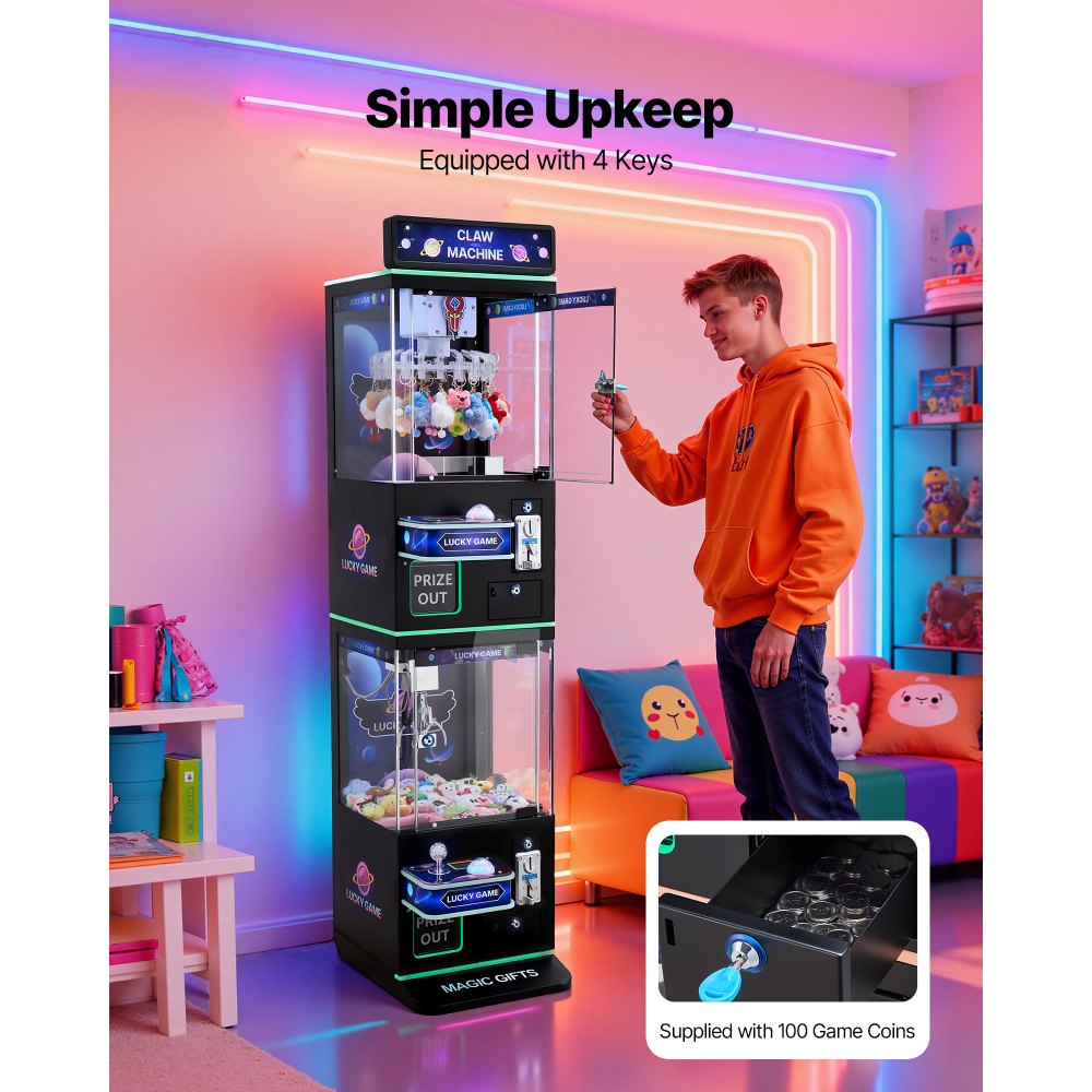 Μηχανή γερανού VEVOR με νύχια, μεσαίου μεγέθους μηχανή παιχνιδιών arcade με νύχι + λαβή διπλής στρώσης, φως & ήχος, παιχνίδι καραμελών, λαβή καραμελών, διανομέας βραβείων, για επαγγελματικό οικιακό κινηματογράφο, μαύρο μωβ Μηχανή γερανού VEVOR με νύχια, μεσαίου μεγέθους μηχανή παιχνιδιών arcade με νύχι + λαβή διπλής στρώσης, φως & ήχος, παιχνίδι καραμελών, λαβή καραμελών, διανομέας βραβείων, για επαγγελματικό οικιακό κινηματογράφο, μαύρο μωβ