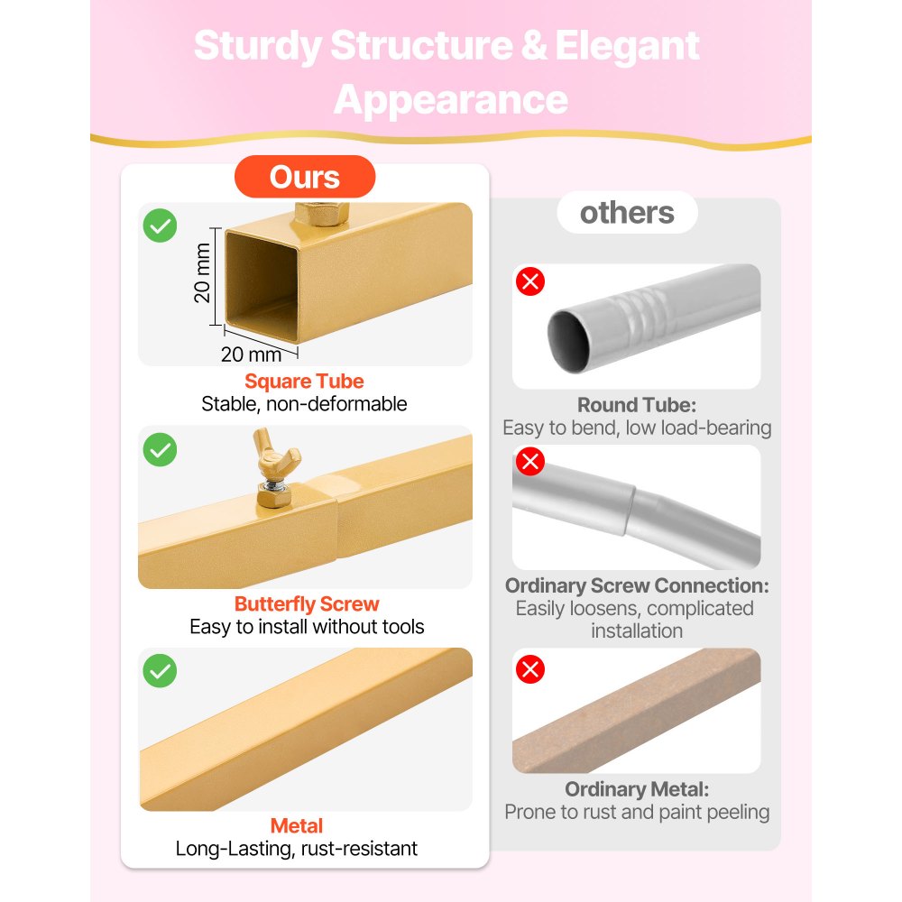 Βάση Αψίδας VEVOR, 2,2 x 1,2 μ., Σταθερή Δομή, Εύκολη Συναρμολόγηση, 1 τεμάχιο Χρυσή Μεταλλική Βάση Αψίδας με Κάλυμμα για Διακόσμηση Γάμου, Πάρτι Γενεθλίων, Εορταστικών Εκδηλώσεων και Τελετών Βάση Αψίδας VEVOR, 2,2 x 1,2 μ., Σταθερή Δομή, Εύκολη Συναρμολόγηση, 1 τεμάχιο Χρυσή Μεταλλική Βάση Αψίδας με Κάλυμμα για Διακόσμηση Γάμου, Πάρτι Γενεθλίων, Εορταστικών Εκδηλώσεων και Τελετών