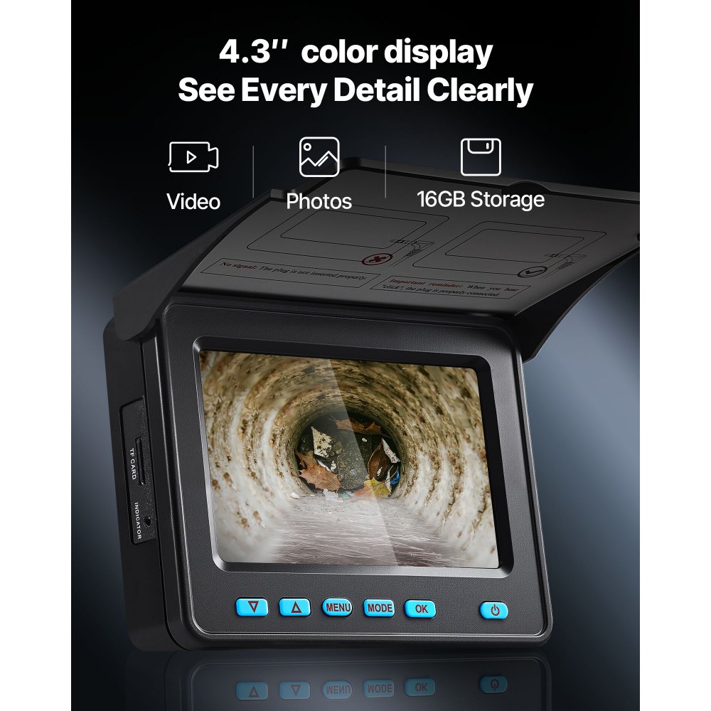 Κάμερα αποχέτευσης VEVOR, κάμερα επιθεώρησης αποχέτευσης 50 μέτρων, αδιάβροχες κάμερες υδραυλικών Snake με φώτα IP68 - 6 ρυθμιζόμενα LED, μπαταρία 4500mAh και κάρτα 16GB για σωλήνες αποχέτευσης Κάμερα αποχέτευσης VEVOR, κάμερα επιθεώρησης αποχέτευσης 50 μέτρων, αδιάβροχες κάμερες υδραυλικών Snake με φώτα IP68 - 6 ρυθμιζόμενα LED, μπαταρία 4500mAh και κάρτα 16GB για σωλήνες αποχέτευσης