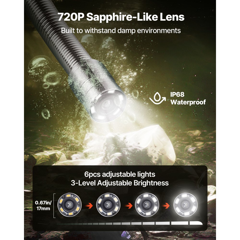 Κάμερα αποχέτευσης VEVOR, κάμερα επιθεώρησης αποχέτευσης 50 μέτρων, αδιάβροχες κάμερες υδραυλικών Snake με φώτα IP68 - 6 ρυθμιζόμενα LED, μπαταρία 4500mAh και κάρτα 16GB για σωλήνες αποχέτευσης Κάμερα αποχέτευσης VEVOR, κάμερα επιθεώρησης αποχέτευσης 50 μέτρων, αδιάβροχες κάμερες υδραυλικών Snake με φώτα IP68 - 6 ρυθμιζόμενα LED, μπαταρία 4500mAh και κάρτα 16GB για σωλήνες αποχέτευσης