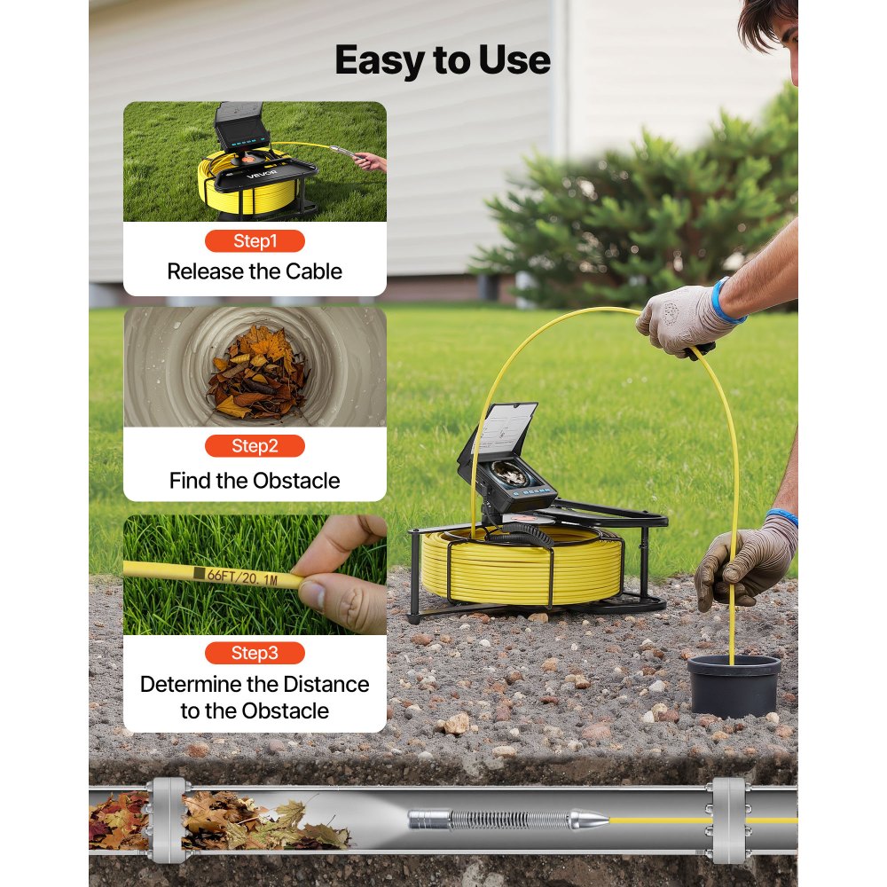 Κάμερα αποχέτευσης VEVOR, κάμερα επιθεώρησης αποχέτευσης 50 μέτρων, αδιάβροχες κάμερες υδραυλικών Snake με φώτα IP68 - 6 ρυθμιζόμενα LED, μπαταρία 4500mAh και κάρτα 16GB για σωλήνες αποχέτευσης Κάμερα αποχέτευσης VEVOR, κάμερα επιθεώρησης αποχέτευσης 50 μέτρων, αδιάβροχες κάμερες υδραυλικών Snake με φώτα IP68 - 6 ρυθμιζόμενα LED, μπαταρία 4500mAh και κάρτα 16GB για σωλήνες αποχέτευσης