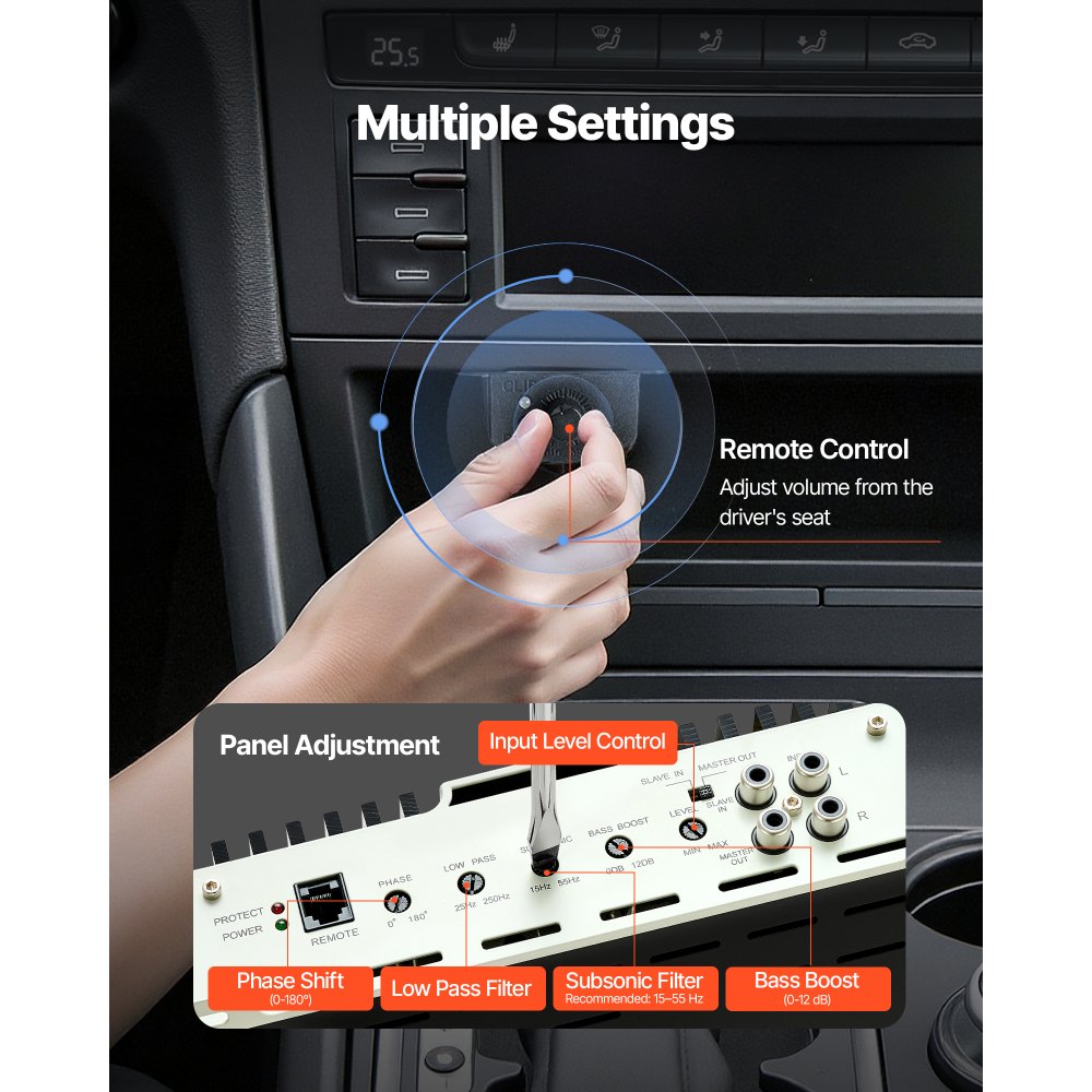 Ενισχυτής αυτοκινήτου VEVOR Monoblock, 800W RMS MAX, σταθερός 1/2/4 Ohm, ενισχυτής αυτοκινήτου κατηγορίας D 1 καναλιού με τηλεχειριστήριο ελέγχου στάθμης Subwoofer, φίλτρο χαμηλών συχνοτήτων, ενίσχυση μπάσων και μετατόπιση φάσης, ρυθμιστή έντασης ήχου Ενισχυτής αυτοκινήτου VEVOR Monoblock, 800W RMS MAX, σταθερός 1/2/4 Ohm, ενισχυτής αυτοκινήτου κατηγορίας D 1 καναλιού με τηλεχειριστήριο ελέγχου στάθμης Subwoofer, φίλτρο χαμηλών συχνοτήτων, ενίσχυση μπάσων και μετατόπιση φάσης, ρυθμιστή έντασης ήχου