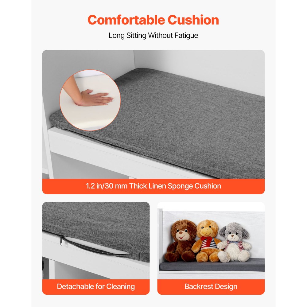 VEVOR Παιδική Γωνιά Ανάγνωσης, Ξύλινος Πάγκος Αποθήκευσης με Πλάτη, Παιδική Βιβλιοθήκη & Οργανωτής Παιχνιδιών, Μεγάλο Σεντούκι Παιχνιδιών για Playroom, Σαλόνι ή Είσοδο, Εύκολη Συναρμολόγηση, 1700 x 400 x 800 mm, Λευκό VEVOR Παιδική Γωνιά Ανάγνωσης, Ξύλινος Πάγκος Αποθήκευσης με Πλάτη, Παιδική Βιβλιοθήκη & Οργανωτής Παιχνιδιών, Μεγάλο Σεντούκι Παιχνιδιών για Playroom, Σαλόνι ή Είσοδο, Εύκολη Συναρμολόγηση, 1700 x 400 x 800 mm, Λευκό