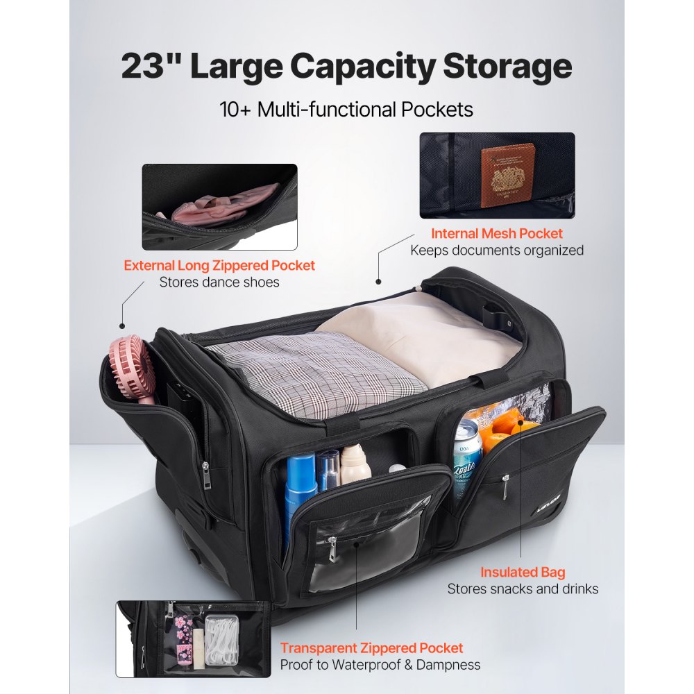 Τσάντα χορού VEVOR με βάση για ρούχα, κυλιόμενος σάκος χορού 584,2 mm, με ρόδες, θύρα USB, ρυθμιζόμενο ύψος στη βάση για ρούχα, κουρτίνα προστασίας απορρήτου, ιδανική για ταξίδια και διαγωνισμούς, ματ μαύρο Τσάντα χορού VEVOR με βάση για ρούχα, κυλιόμενος σάκος χορού 584,2 mm, με ρόδες, θύρα USB, ρυθμιζόμενο ύψος στη βάση για ρούχα, κουρτίνα προστασίας απορρήτου, ιδανική για ταξίδια και διαγωνισμούς, ματ μαύρο