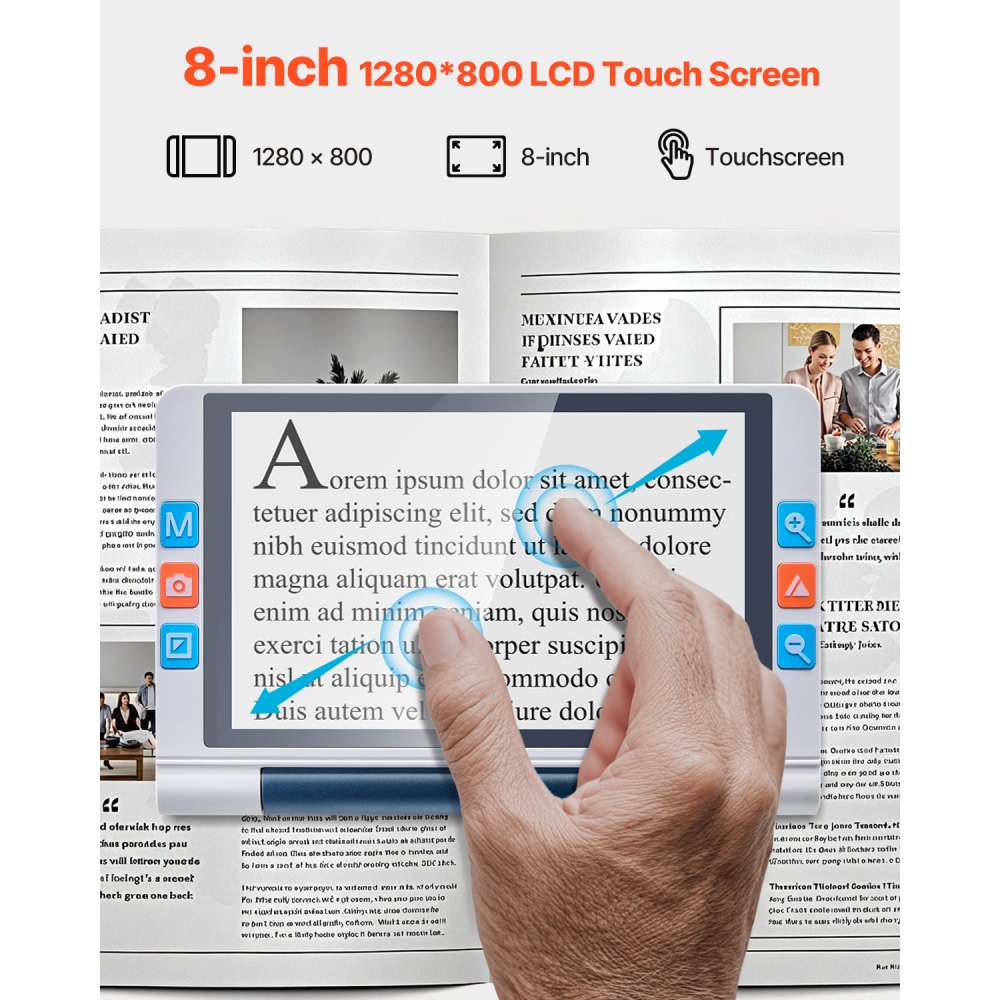 Φορητός Ψηφιακός Μεγεθυντικός Φακός VEVOR, Ηλεκτρονικός Μεγεθυντικός Φακός Βίντεο με Οθόνη Αφής 203 χιλιοστών για Χαμηλή Έκδοση, Ηλεκτρονικό Βοήθημα Ανάγνωσης 2X - 20X με Φακό HD 13MP Αυτόματης Εστίασης, Λειτουργία 26 Χρωμάτων, Έξοδος HDMI & Αποθήκευση 16 GB Φορητός Ψηφιακός Μεγεθυντικός Φακός VEVOR, Ηλεκτρονικός Μεγεθυντικός Φακός Βίντεο με Οθόνη Αφής 203 χιλιοστών για Χαμηλή Έκδοση, Ηλεκτρονικό Βοήθημα Ανάγνωσης 2X - 20X με Φακό HD 13MP Αυτόματης Εστίασης, Λειτουργία 26 Χρωμάτων, Έξοδος HDMI & Αποθήκευση 16 GB