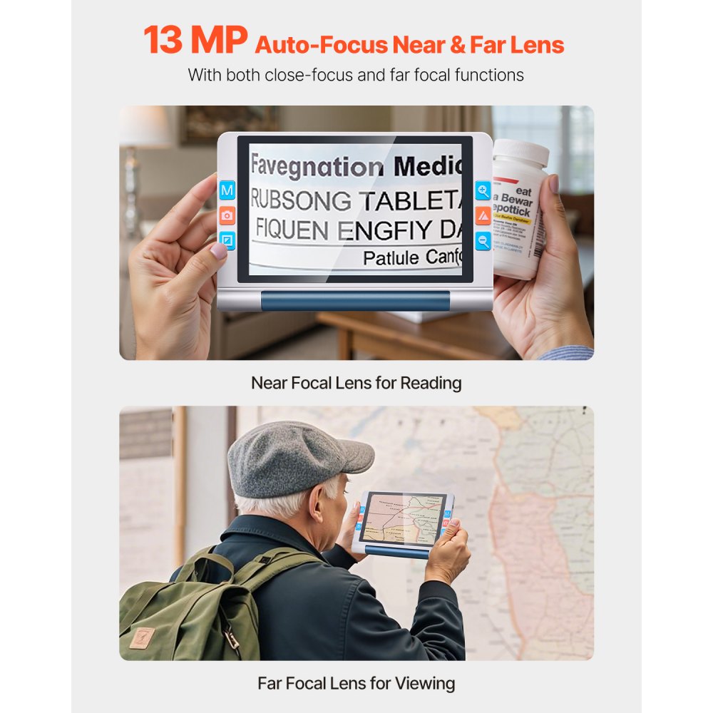 Φορητός Ψηφιακός Μεγεθυντικός Φακός VEVOR, Ηλεκτρονικός Μεγεθυντικός Φακός Βίντεο με Οθόνη Αφής 203 χιλιοστών για Χαμηλή Έκδοση, Ηλεκτρονικό Βοήθημα Ανάγνωσης 2X - 20X με Φακό HD 13MP Αυτόματης Εστίασης, Λειτουργία 26 Χρωμάτων, Έξοδος HDMI & Αποθήκευση 16 GB Φορητός Ψηφιακός Μεγεθυντικός Φακός VEVOR, Ηλεκτρονικός Μεγεθυντικός Φακός Βίντεο με Οθόνη Αφής 203 χιλιοστών για Χαμηλή Έκδοση, Ηλεκτρονικό Βοήθημα Ανάγνωσης 2X - 20X με Φακό HD 13MP Αυτόματης Εστίασης, Λειτουργία 26 Χρωμάτων, Έξοδος HDMI & Αποθήκευση 16 GB