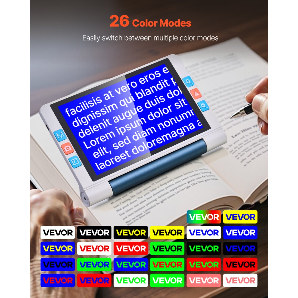 Φορητός Ψηφιακός Μεγεθυντικός Φακός VEVOR, Ηλεκτρονικός Μεγεθυντικός Φακός Βίντεο με Οθόνη Αφής 203 χιλιοστών για Χαμηλή Έκδοση, Ηλεκτρονικό Βοήθημα Ανάγνωσης 2X - 20X με Φακό HD 13MP Αυτόματης Εστίασης, Λειτουργία 26 Χρωμάτων, Έξοδος HDMI & Αποθήκευση 16 GB Φορητός Ψηφιακός Μεγεθυντικός Φακός VEVOR, Ηλεκτρονικός Μεγεθυντικός Φακός Βίντεο με Οθόνη Αφής 203 χιλιοστών για Χαμηλή Έκδοση, Ηλεκτρονικό Βοήθημα Ανάγνωσης 2X - 20X με Φακό HD 13MP Αυτόματης Εστίασης, Λειτουργία 26 Χρωμάτων, Έξοδος HDMI & Αποθήκευση 16 GB