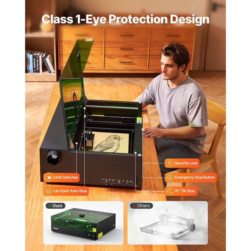 Χαρακτήρας λέιζερ VEVOR, 20W, Μηχανή χάραξης και κοπής λέιζερ με κάμερα περιβλήματος, Κόφτης λέιζερ, 36000 mm/min, Επιφάνεια εργασίας 500 x 320 mm, για ξύλο, δέρμα, γυαλί, χαρτί, ορισμένα μέταλλα, Κλάση 1 Χαρακτήρας λέιζερ VEVOR, 20W, Μηχανή χάραξης και κοπής λέιζερ με κάμερα περιβλήματος, Κόφτης λέιζερ, 36000 mm/min, Επιφάνεια εργασίας 500 x 320 mm, για ξύλο, δέρμα, γυαλί, χαρτί, ορισμένα μέταλλα, Κλάση 1
