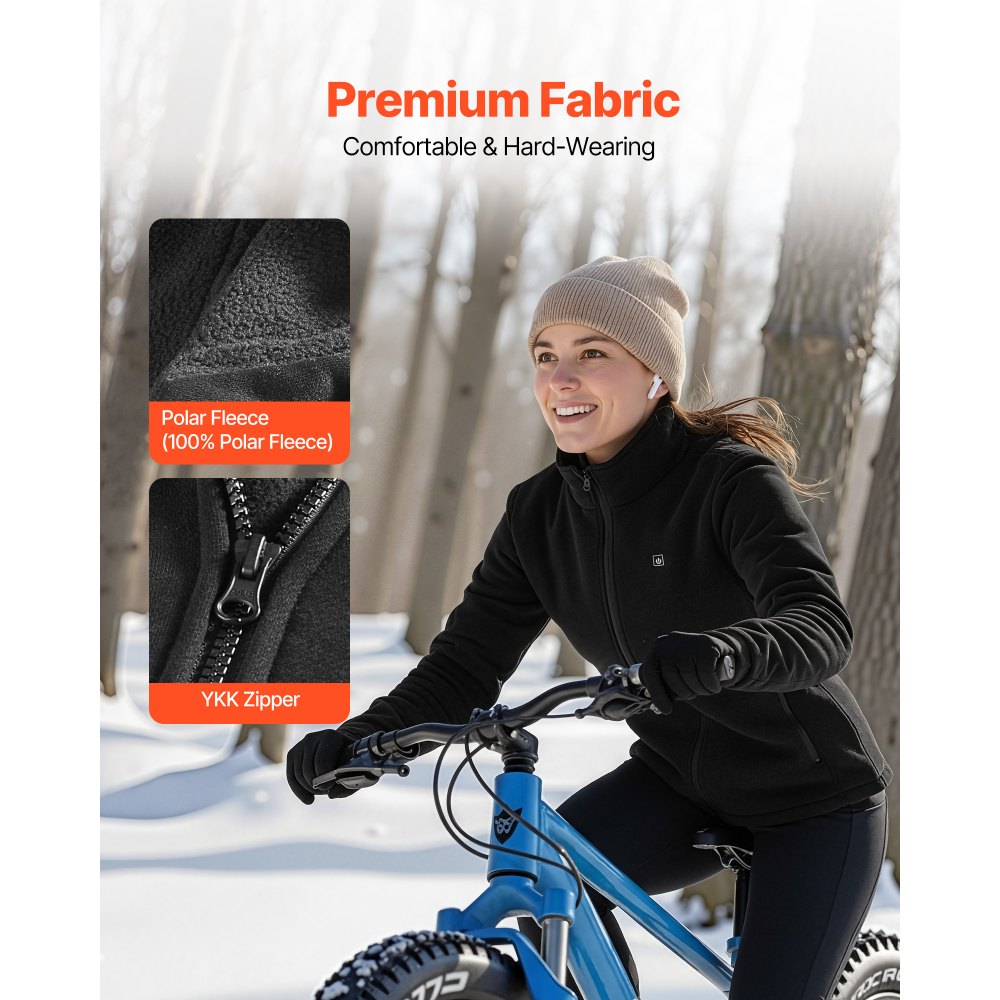 Θερμαινόμενο μπουφάν VEVOR από φλις για γυναίκες, θερμαινόμενο φούτερ με επαναφορτιζόμενο τροφοδοτικό 7.4V 16000mAh, 6 ζώνες θέρμανσης, 3 επίπεδα θερμοκρασίας, ζεστασιά 3 ώρες/6 ώρες/10 ώρες, για χειμερινή κατασκήνωση σε εξωτερικούς χώρους, μαύρο Θερμαινόμενο μπουφάν VEVOR από φλις για γυναίκες, θερμαινόμενο φούτερ με επαναφορτιζόμενο τροφοδοτικό 7.4V 16000mAh, 6 ζώνες θέρμανσης, 3 επίπεδα θερμοκρασίας, ζεστασιά 3 ώρες/6 ώρες/10 ώρες, για χειμερινή κατασκήνωση σε εξωτερικούς χώρους, μαύρο