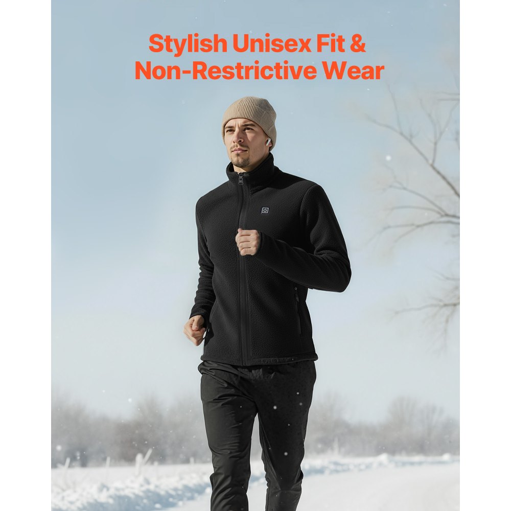 Θερμαινόμενο μπουφάν VEVOR από φλις για άνδρες, θερμαινόμενο φούτερ με επαναφορτιζόμενο τροφοδοτικό 7.4V 16000mAh, 6 ζώνες θέρμανσης, 3 επίπεδα θερμοκρασίας, ζεστασιά 3 ώρες/6 ώρες/10 ώρες, για χειμερινή κατασκήνωση σε εξωτερικούς χώρους, μαύρο Θερμαινόμενο μπουφάν VEVOR από φλις για άνδρες, θερμαινόμενο φούτερ με επαναφορτιζόμενο τροφοδοτικό 7.4V 16000mAh, 6 ζώνες θέρμανσης, 3 επίπεδα θερμοκρασίας, ζεστασιά 3 ώρες/6 ώρες/10 ώρες, για χειμερινή κατασκήνωση σε εξωτερικούς χώρους, μαύρο