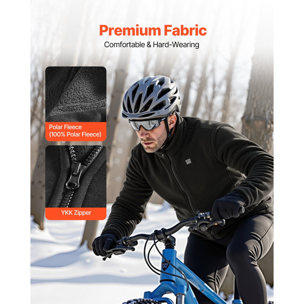 Θερμαινόμενο μπουφάν VEVOR από φλις για άνδρες, θερμαινόμενο φούτερ με επαναφορτιζόμενο τροφοδοτικό 7.4V 16000mAh, 6 ζώνες θέρμανσης, 3 επίπεδα θερμοκρασίας, ζεστασιά 3 ώρες/6 ώρες/10 ώρες, για χειμερινή κατασκήνωση σε εξωτερικούς χώρους, μαύρο Θερμαινόμενο μπουφάν VEVOR από φλις για άνδρες, θερμαινόμενο φούτερ με επαναφορτιζόμενο τροφοδοτικό 7.4V 16000mAh, 6 ζώνες θέρμανσης, 3 επίπεδα θερμοκρασίας, ζεστασιά 3 ώρες/6 ώρες/10 ώρες, για χειμερινή κατασκήνωση σε εξωτερικούς χώρους, μαύρο