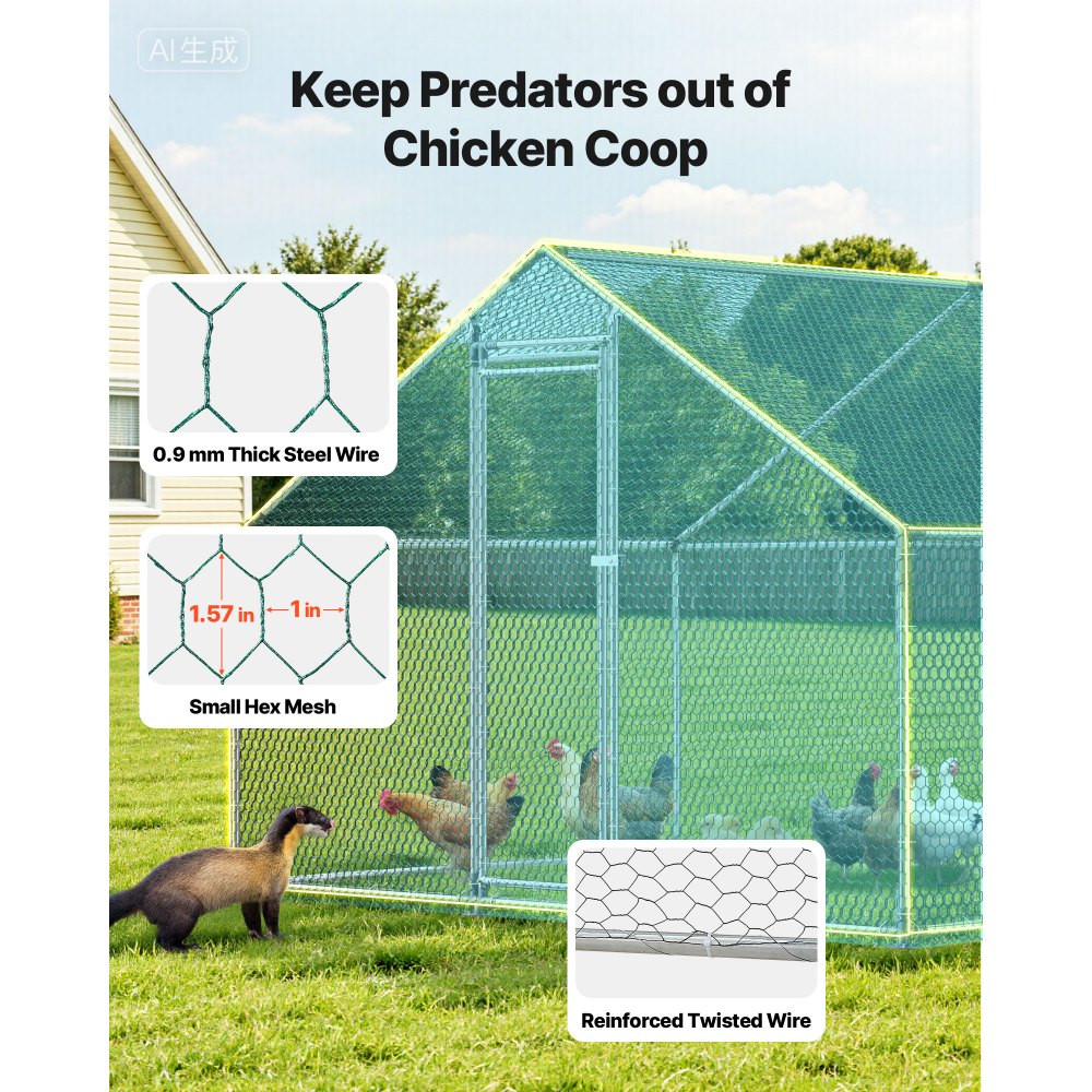 Μεταλλικό κοτέτσι VEVOR, Μεγάλοι χώροι για κοτέτσια 9,8x19,6x6,5 πόδια με κάλυμμα, περίβλημα κοτέτσιου με στέγη με κλειδαριά ασφαλείας, εξωτερικό κλουβί για πάπιες και κουνέλια, μάντρα πουλερικών για αυλή, αγρόκτημα, αυλή Μεταλλικό κοτέτσι VEVOR, Μεγάλοι χώροι για κοτέτσια 9,8x19,6x6,5 πόδια με κάλυμμα, περίβλημα κοτέτσιου με στέγη με κλειδαριά ασφαλείας, εξωτερικό κλουβί για πάπιες και κουνέλια, μάντρα πουλερικών για αυλή, αγρόκτημα, αυλή