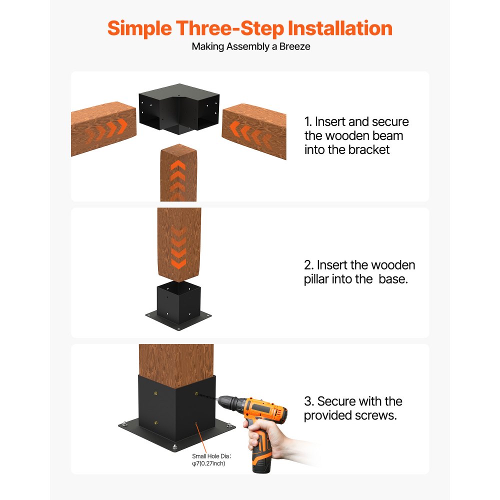 Κιτ βάσης πέργκολας VEVOR, 4x4 ίντσες (εσωτερικό μέγεθος 92 x 92 mm), 4 τεμάχια 3-way βαρέως τύπου γωνιακή βάση, κιτ βάσης στύλου DIY από ξύλο, εύκολη εγκατάσταση ξύλινων δοκών για κιόσκια, πέργκολες βεράντας, ξύλινη καμπίνα Κιτ βάσης πέργκολας VEVOR, 4x4 ίντσες (εσωτερικό μέγεθος 92 x 92 mm), 4 τεμάχια 3-way βαρέως τύπου γωνιακή βάση, κιτ βάσης στύλου DIY από ξύλο, εύκολη εγκατάσταση ξύλινων δοκών για κιόσκια, πέργκολες βεράντας, ξύλινη καμπίνα