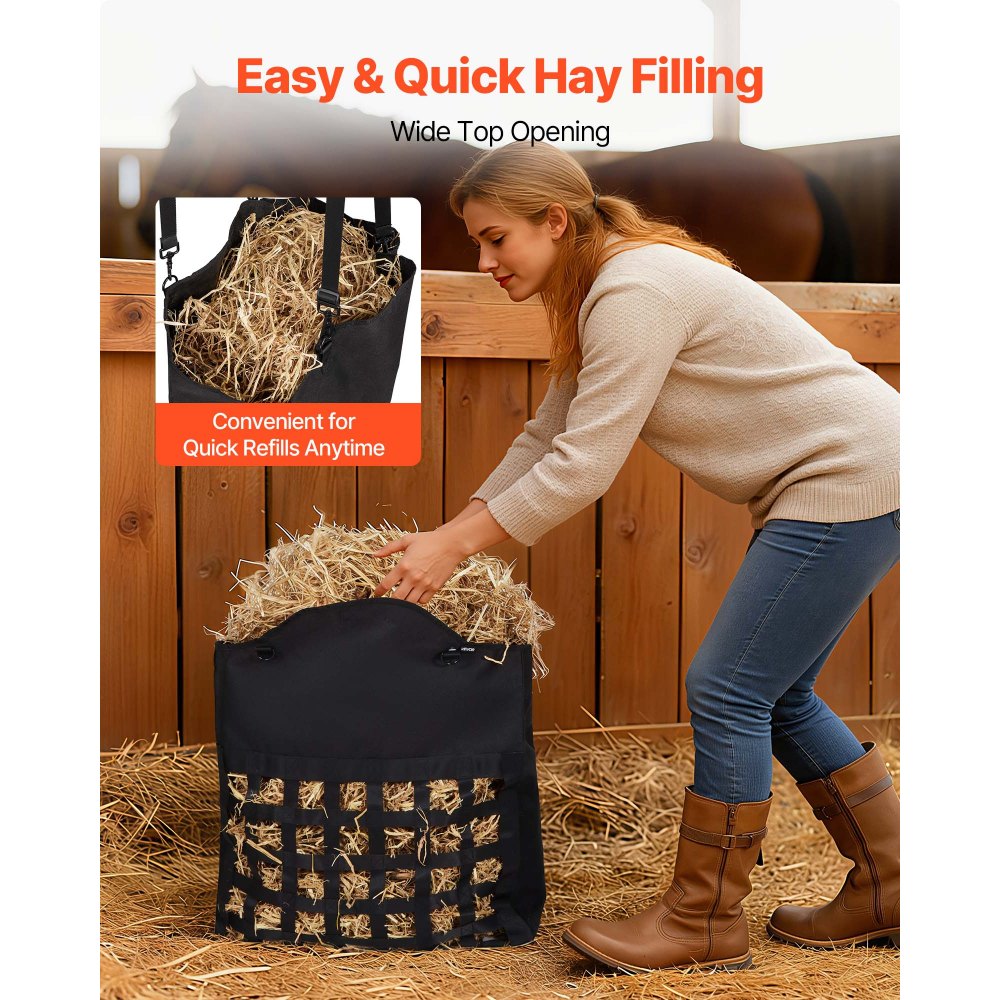Τσάντα σανού VEVOR για άλογα, 55 x 18,5 x 64 cm, τρύπες 46 x 46 mm, κατασκευή από νάιλον υψηλής ποιότητας με αδιάβροχη επίστρωση PVC, ρυθμιζόμενοι ιμάντες κρέμασης και μεταλλικοί γάντζοι, τσάντα σανού αργής τροφοδοσίας για άλογα Τσάντα σανού VEVOR για άλογα, 55 x 18,5 x 64 cm, τρύπες 46 x 46 mm, κατασκευή από νάιλον υψηλής ποιότητας με αδιάβροχη επίστρωση PVC, ρυθμιζόμενοι ιμάντες κρέμασης και μεταλλικοί γάντζοι, τσάντα σανού αργής τροφοδοσίας για άλογα