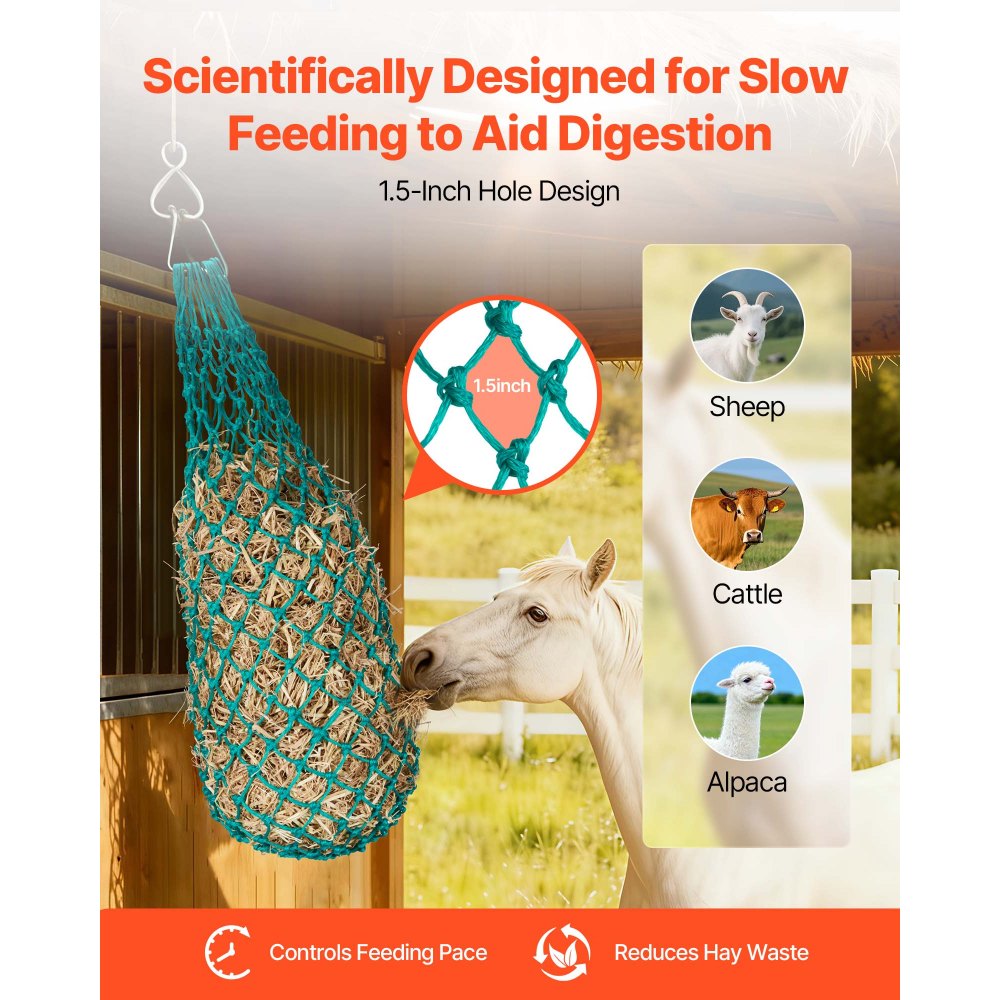 Δίχτυα σανού VEVOR για άλογα, 4 τεμάχια, εκτεταμένο μήκος 0,9 m, τρύπες 38 x 38 mm, υλικό PE, με τέσσερις γάντζους καραμπίνερ, κρεμαστά δίχτυα σανού αργής τροφοδοσίας για άλογα, πρόβατα, βοοειδή, αλπακά και ζώα. Δίχτυα σανού VEVOR για άλογα, 4 τεμάχια, εκτεταμένο μήκος 0,9 m, τρύπες 38 x 38 mm, υλικό PE, με τέσσερις γάντζους καραμπίνερ, κρεμαστά δίχτυα σανού αργής τροφοδοσίας για άλογα, πρόβατα, βοοειδή, αλπακά και ζώα.