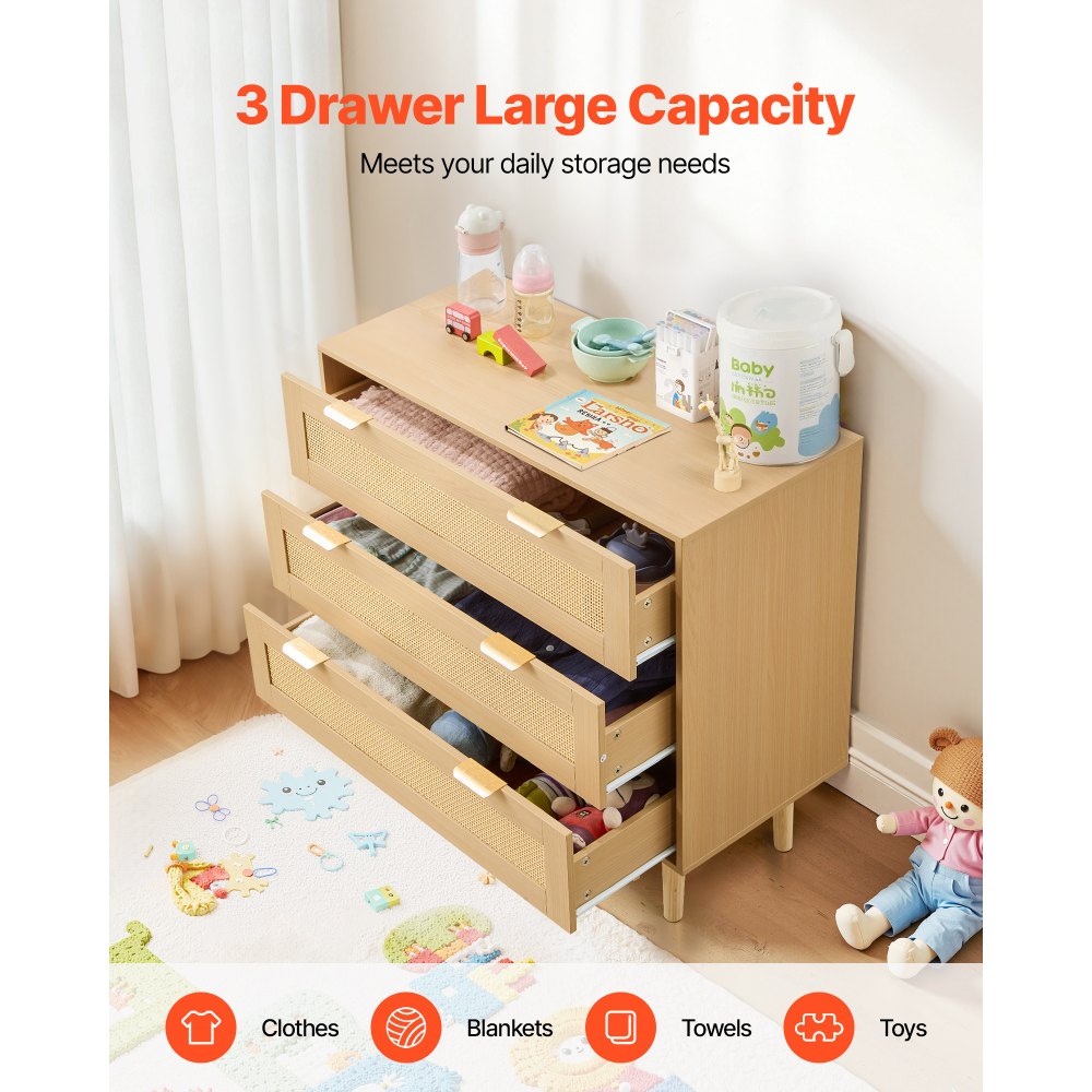 Συρταριέρα VEVOR με 3 συρτάρια από ρατάν, Μοντέρνα συρταριέρα με ντουλάπα για υπνοδωμάτιο, Συρταριέρα από φυσικό ρατάν με μεταλλικές λαβές και ξύλινα πόδια, Οργάνωση ρούχων και αποθήκευση για υπνοδωμάτιο, σαλόνι, διάδρομο Συρταριέρα VEVOR με 3 συρτάρια από ρατάν, Μοντέρνα συρταριέρα με ντουλάπα για υπνοδωμάτιο, Συρταριέρα από φυσικό ρατάν με μεταλλικές λαβές και ξύλινα πόδια, Οργάνωση ρούχων και αποθήκευση για υπνοδωμάτιο, σαλόνι, διάδρομο