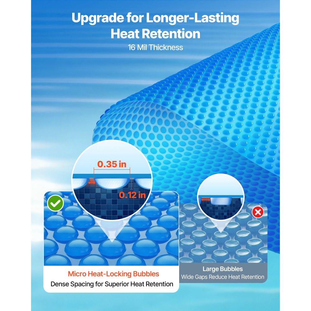 Κάλυμμα πισίνας VEVOR Solar, στρογγυλό κάλυμμα πισίνας με φυσαλίδες 7,32 μ., ηλιακή κουβέρτα πισίνας 16 μιλίων με υλικό φυσαλίδων και PE, απορρόφηση θερμότητας ημέρας, διατήρηση θερμότητας νύχτας, ηλιακά καλύμματα διατήρησης θερμότητας, μπλε Κάλυμμα πισίνας VEVOR Solar, στρογγυλό κάλυμμα πισίνας με φυσαλίδες 7,32 μ., ηλιακή κουβέρτα πισίνας 16 μιλίων με υλικό φυσαλίδων και PE, απορρόφηση θερμότητας ημέρας, διατήρηση θερμότητας νύχτας, ηλιακά καλύμματα διατήρησης θερμότητας, μπλε