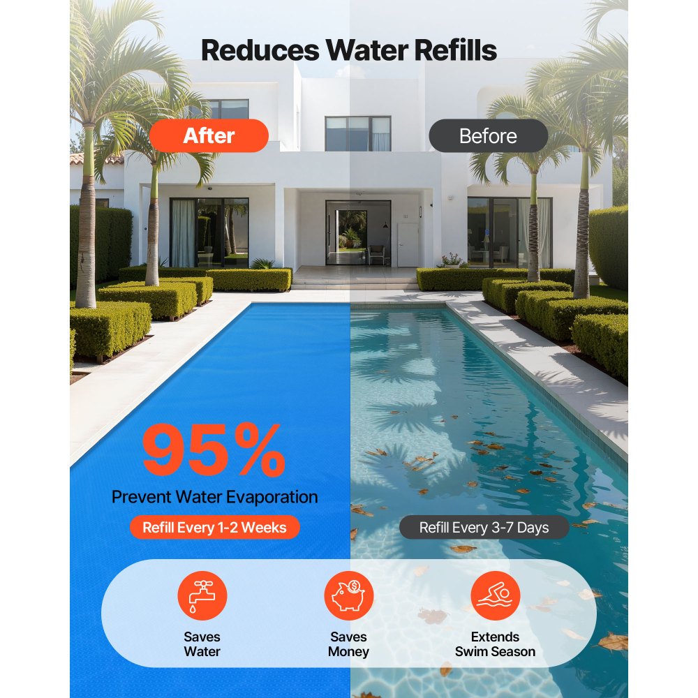 Κάλυμμα πισίνας VEVOR Solar, ορθογώνιο κάλυμμα πισίνας με φυσαλίδες 10,97 x 4,88m, ηλιακή κουβέρτα πισίνας 12 Mil με υλικό φυσαλίδων και PE, απορρόφηση θερμότητας ημέρας, διατήρηση θερμότητας νύχτας, ηλιακά καλύμματα διατήρησης θερμότητας, μπλε Κάλυμμα πισίνας VEVOR Solar, ορθογώνιο κάλυμμα πισίνας με φυσαλίδες 10,97 x 4,88m, ηλιακή κουβέρτα πισίνας 12 Mil με υλικό φυσαλίδων και PE, απορρόφηση θερμότητας ημέρας, διατήρηση θερμότητας νύχτας, ηλιακά καλύμματα διατήρησης θερμότητας, μπλε