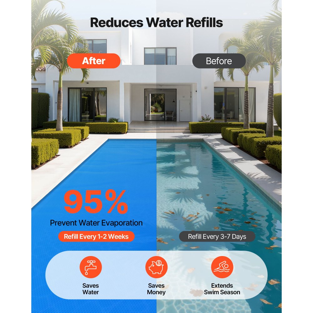 Κάλυμμα πισίνας VEVOR Solar, ορθογώνιο κάλυμμα πισίνας με φυσαλίδες 10,97 x 5,49 m, ηλιακή κουβέρτα πισίνας 8 Mil με υλικό φυσαλίδων και PE, απορρόφηση θερμότητας ημέρας, διατήρηση θερμότητας νύχτας, ηλιακά καλύμματα διατήρησης θερμότητας, μπλε Κάλυμμα πισίνας VEVOR Solar, ορθογώνιο κάλυμμα πισίνας με φυσαλίδες 10,97 x 5,49 m, ηλιακή κουβέρτα πισίνας 8 Mil με υλικό φυσαλίδων και PE, απορρόφηση θερμότητας ημέρας, διατήρηση θερμότητας νύχτας, ηλιακά καλύμματα διατήρησης θερμότητας, μπλε