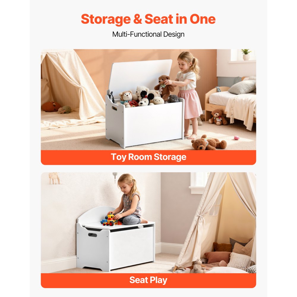 Παιδικός πάγκος αποθήκευσης VEVOR, ξύλινο κουτί παιχνιδιών με πλάτη, μεγάλο ντουλάπι αποθήκευσης με μεντεσέ ασφαλείας, πάγκος αποθήκευσης για νήπια για Playroom, σαλόνι ή είσοδο, 597 x 368 x 545 mm, λευκό Παιδικός πάγκος αποθήκευσης VEVOR, ξύλινο κουτί παιχνιδιών με πλάτη, μεγάλο ντουλάπι αποθήκευσης με μεντεσέ ασφαλείας, πάγκος αποθήκευσης για νήπια για Playroom, σαλόνι ή είσοδο, 597 x 368 x 545 mm, λευκό