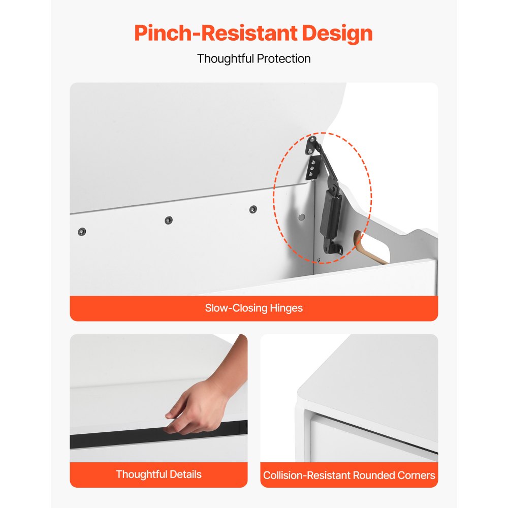 Παιδικός πάγκος αποθήκευσης VEVOR, ξύλινο κουτί παιχνιδιών με πλάτη, μεγάλο ντουλάπι αποθήκευσης με μεντεσέ ασφαλείας, πάγκος αποθήκευσης για νήπια για Playroom, σαλόνι ή είσοδο, 597 x 368 x 545 mm, λευκό Παιδικός πάγκος αποθήκευσης VEVOR, ξύλινο κουτί παιχνιδιών με πλάτη, μεγάλο ντουλάπι αποθήκευσης με μεντεσέ ασφαλείας, πάγκος αποθήκευσης για νήπια για Playroom, σαλόνι ή είσοδο, 597 x 368 x 545 mm, λευκό