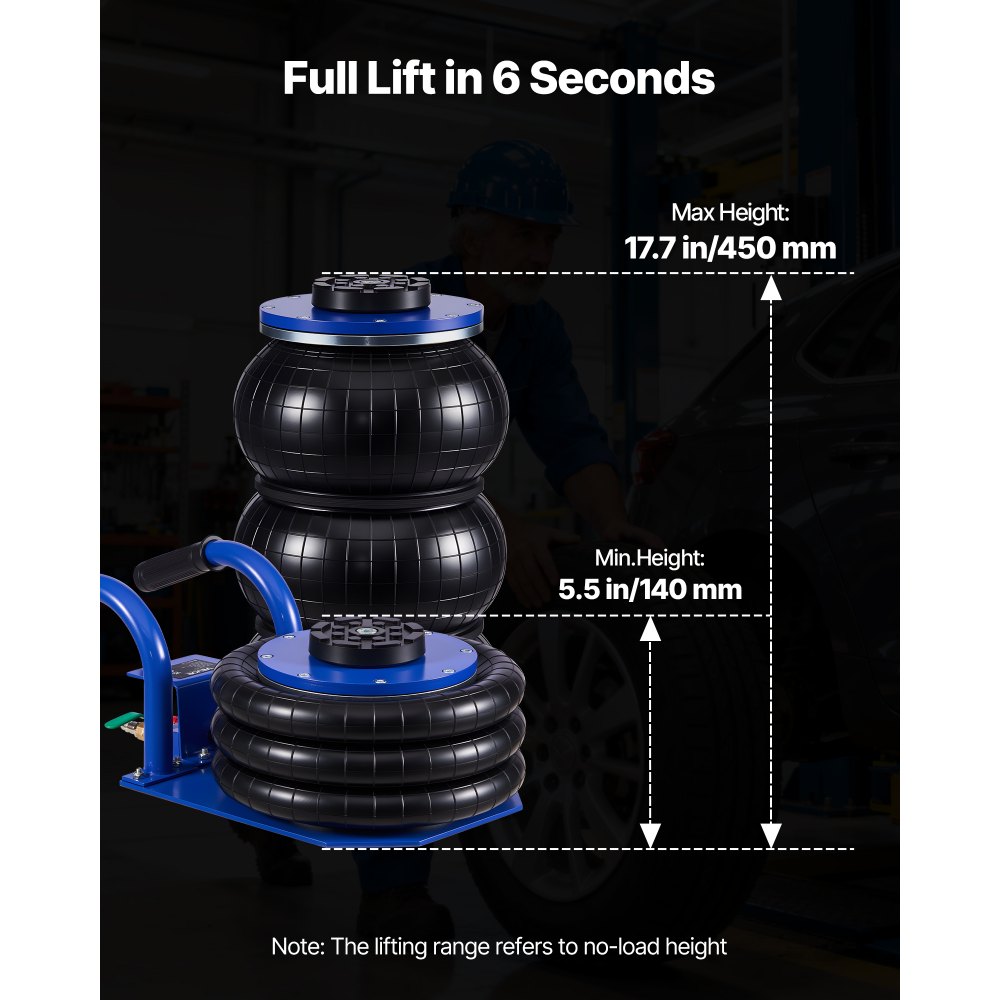 Αερόσακος VEVOR, Τριπλός Αερόσακος 3 Τόνων, Αερόσακος με Έξι Χαλύβδινους Σωλήνες, Ανύψωση Έως 450 mm, Πνευματικός Γρήγορης Ανύψωσης 1-6 s με Κοντές Λαβές & Ελαστικό Μαξιλάκι για Επισκευές Αυτοκινήτων, SUV, Pick-up Φορτηγών, Γκαράζ Αερόσακος VEVOR, Τριπλός Αερόσακος 3 Τόνων, Αερόσακος με Έξι Χαλύβδινους Σωλήνες, Ανύψωση Έως 450 mm, Πνευματικός Γρήγορης Ανύψωσης 1-6 s με Κοντές Λαβές & Ελαστικό Μαξιλάκι για Επισκευές Αυτοκινήτων, SUV, Pick-up Φορτηγών, Γκαράζ