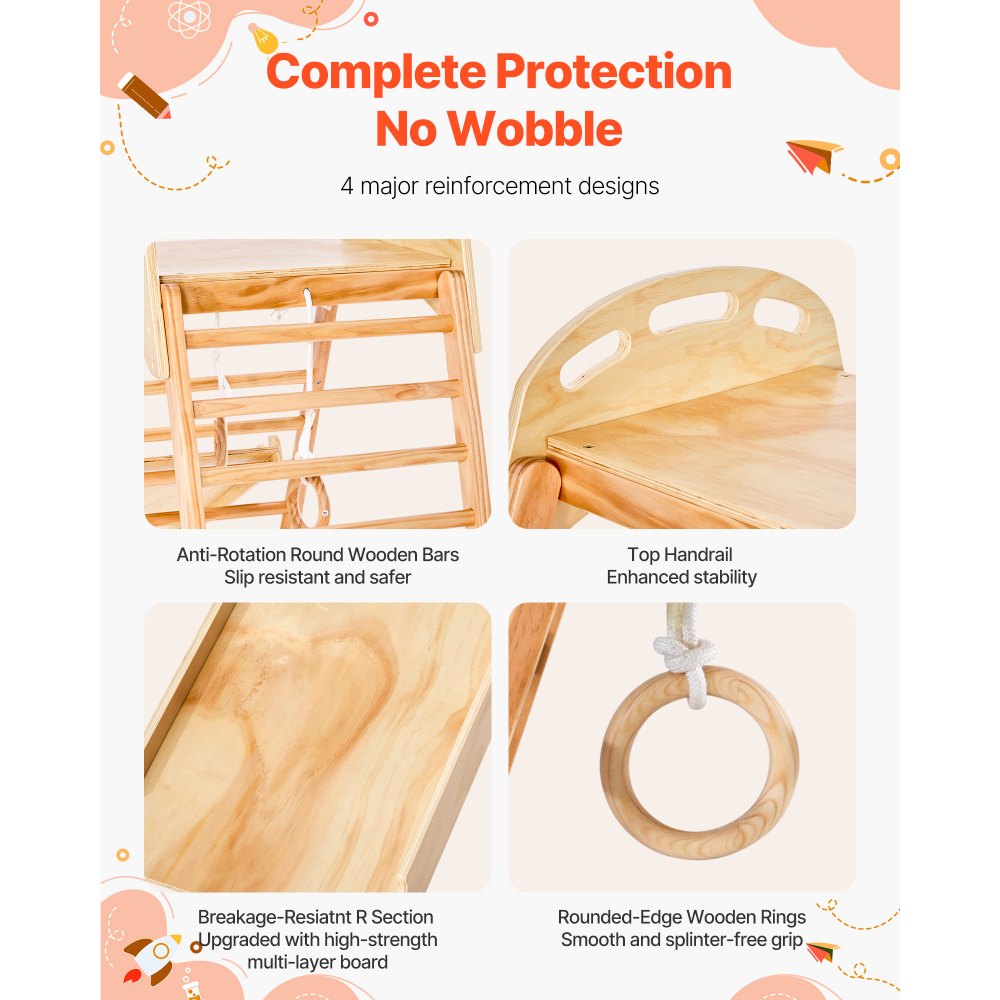 VEVOR Εσωτερική Παιδική Χαρά Ζούγκλας, Ξύλινα Παιχνίδια Αναρρίχησης Εσωτερικής Παιδικής Χαράς 4 σε 1 για Παιδιά, Σετ Αναρρίχησης για Νήπια Montessori με Αναρριχητικό Βράχο, Τσουλήθρα, Ξύλινη Σκάλα & Δαχτυλίδια Γυμναστικής, Φόρτωση 100KG VEVOR Εσωτερική Παιδική Χαρά Ζούγκλας, Ξύλινα Παιχνίδια Αναρρίχησης Εσωτερικής Παιδικής Χαράς 4 σε 1 για Παιδιά, Σετ Αναρρίχησης για Νήπια Montessori με Αναρριχητικό Βράχο, Τσουλήθρα, Ξύλινη Σκάλα & Δαχτυλίδια Γυμναστικής, Φόρτωση 100KG