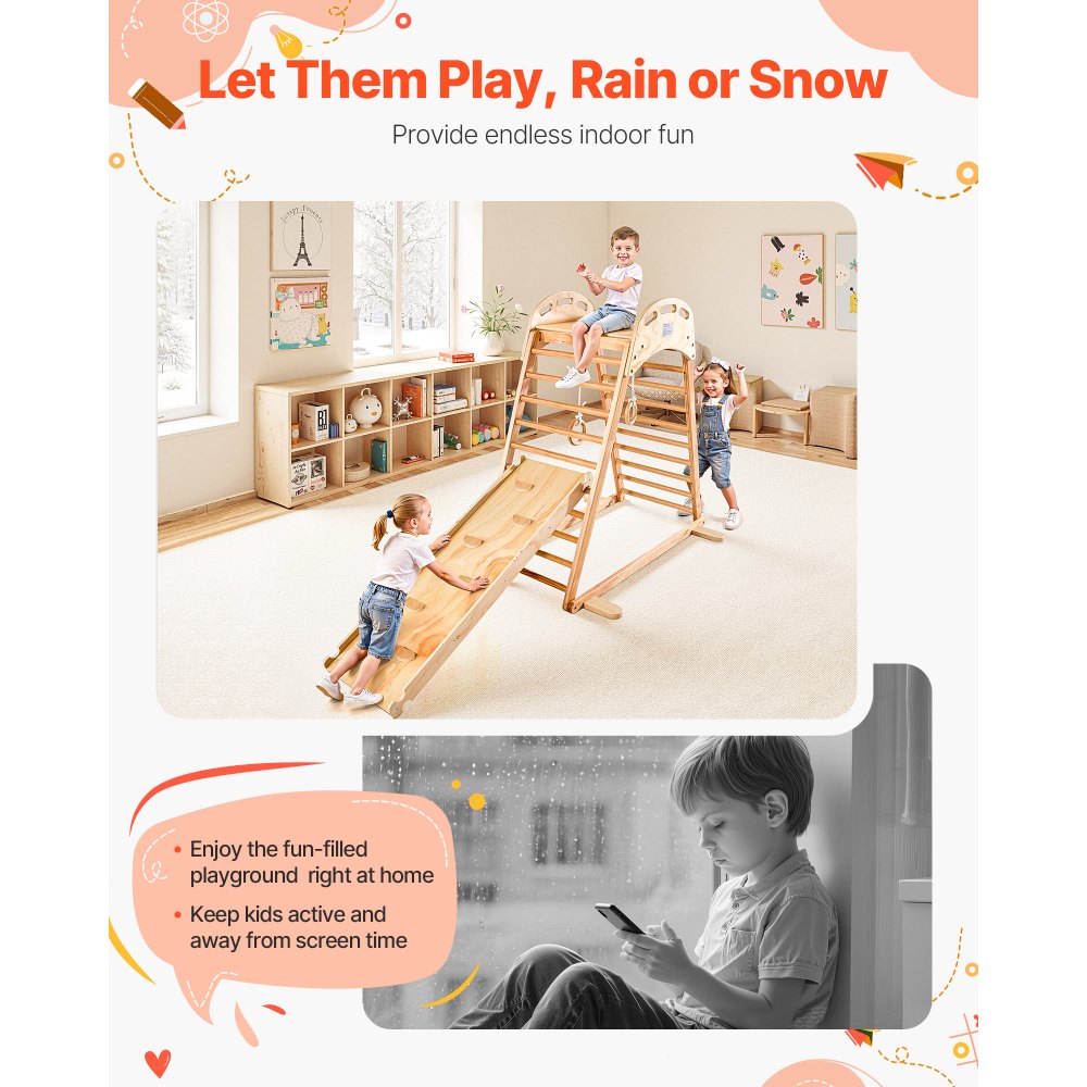 VEVOR Εσωτερική Παιδική Χαρά Ζούγκλας, Ξύλινα Παιχνίδια Αναρρίχησης Εσωτερικής Παιδικής Χαράς 4 σε 1 για Παιδιά, Σετ Αναρρίχησης για Νήπια Montessori με Αναρριχητικό Βράχο, Τσουλήθρα, Ξύλινη Σκάλα & Δαχτυλίδια Γυμναστικής, Φόρτωση 100KG VEVOR Εσωτερική Παιδική Χαρά Ζούγκλας, Ξύλινα Παιχνίδια Αναρρίχησης Εσωτερικής Παιδικής Χαράς 4 σε 1 για Παιδιά, Σετ Αναρρίχησης για Νήπια Montessori με Αναρριχητικό Βράχο, Τσουλήθρα, Ξύλινη Σκάλα & Δαχτυλίδια Γυμναστικής, Φόρτωση 100KG