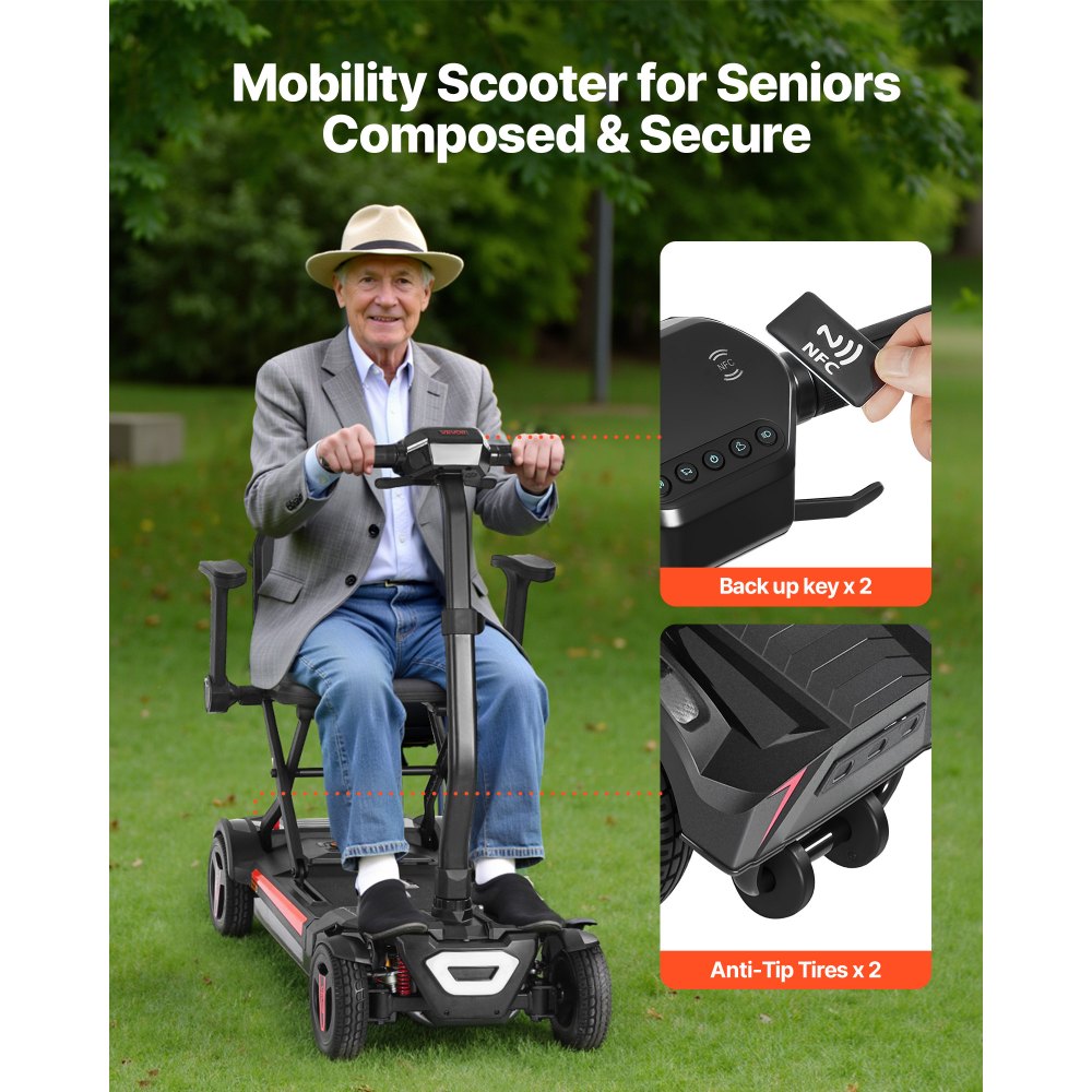 Ηλεκτρικό σκούτερ κινητικότητας VEVOR 4 τροχών για ενήλικες και ηλικιωμένους, ενσωματωμένο αυτόματο πτυσσόμενο σκούτερ κινητικότητας με τηλεχειριστήριο, κλειδιά NFC και μεγάλη εμβέλεια, αναπηρικό αμαξίδιο παντός εδάφους με φόρτωση 120 κιλών Ηλεκτρικό σκούτερ κινητικότητας VEVOR 4 τροχών για ενήλικες και ηλικιωμένους, ενσωματωμένο αυτόματο πτυσσόμενο σκούτερ κινητικότητας με τηλεχειριστήριο, κλειδιά NFC και μεγάλη εμβέλεια, αναπηρικό αμαξίδιο παντός εδάφους με φόρτωση 120 κιλών