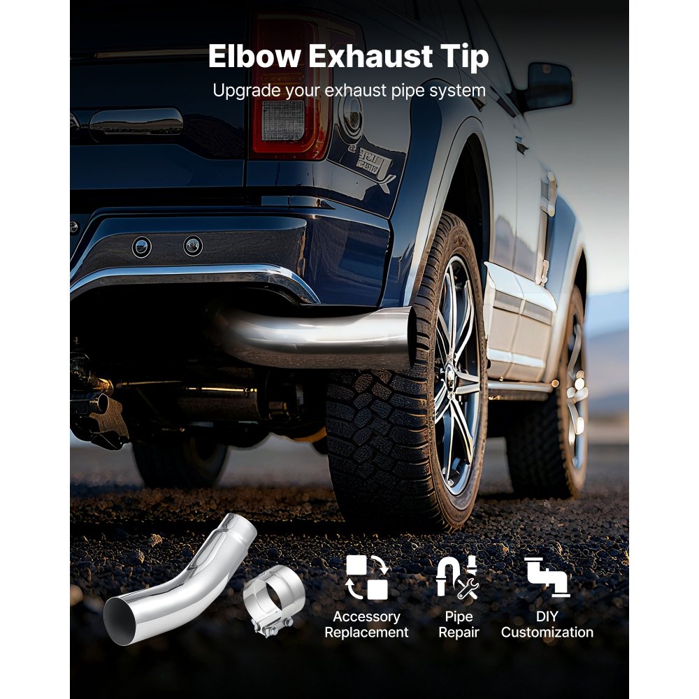 VEVOR Άκρη εξάτμισης με αγκώνα, είσοδος 127 mm, έξοδος 152,4 mm, συνολικό μήκος 584 mm, χρωμιωμένη αμπούλα εξάτμισης με σφιγκτήρα για φορτηγό, sedan, σπορ αυτοκίνητο, SUV, χρωμιωμένη δομή για αντοχή σε υψηλές θερμοκρασίες VEVOR Άκρη εξάτμισης με αγκώνα, είσοδος 127 mm, έξοδος 152,4 mm, συνολικό μήκος 584 mm, χρωμιωμένη αμπούλα εξάτμισης με σφιγκτήρα για φορτηγό, sedan, σπορ αυτοκίνητο, SUV, χρωμιωμένη δομή για αντοχή σε υψηλές θερμοκρασίες