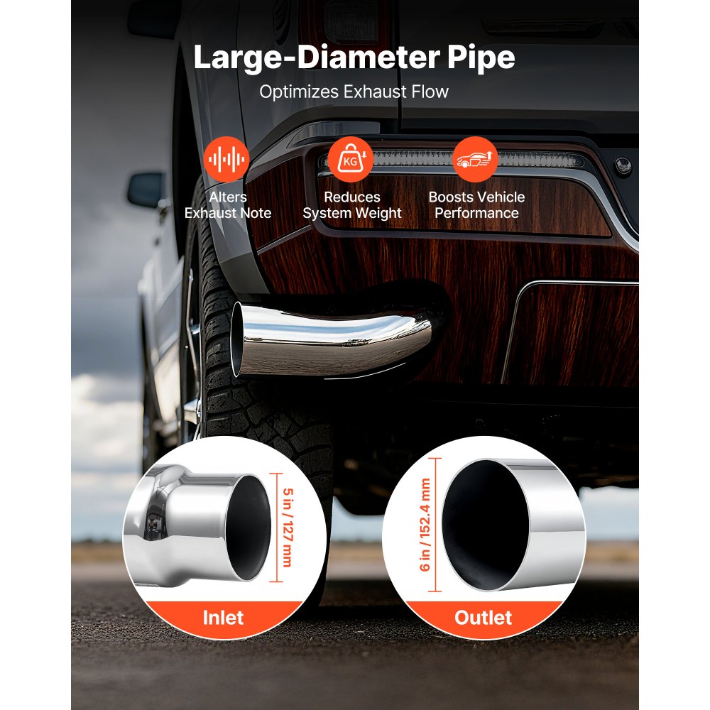 VEVOR Άκρη εξάτμισης με αγκώνα, είσοδος 127 mm, έξοδος 152,4 mm, συνολικό μήκος 584 mm, χρωμιωμένη αμπούλα εξάτμισης με σφιγκτήρα για φορτηγό, sedan, σπορ αυτοκίνητο, SUV, χρωμιωμένη δομή για αντοχή σε υψηλές θερμοκρασίες VEVOR Άκρη εξάτμισης με αγκώνα, είσοδος 127 mm, έξοδος 152,4 mm, συνολικό μήκος 584 mm, χρωμιωμένη αμπούλα εξάτμισης με σφιγκτήρα για φορτηγό, sedan, σπορ αυτοκίνητο, SUV, χρωμιωμένη δομή για αντοχή σε υψηλές θερμοκρασίες