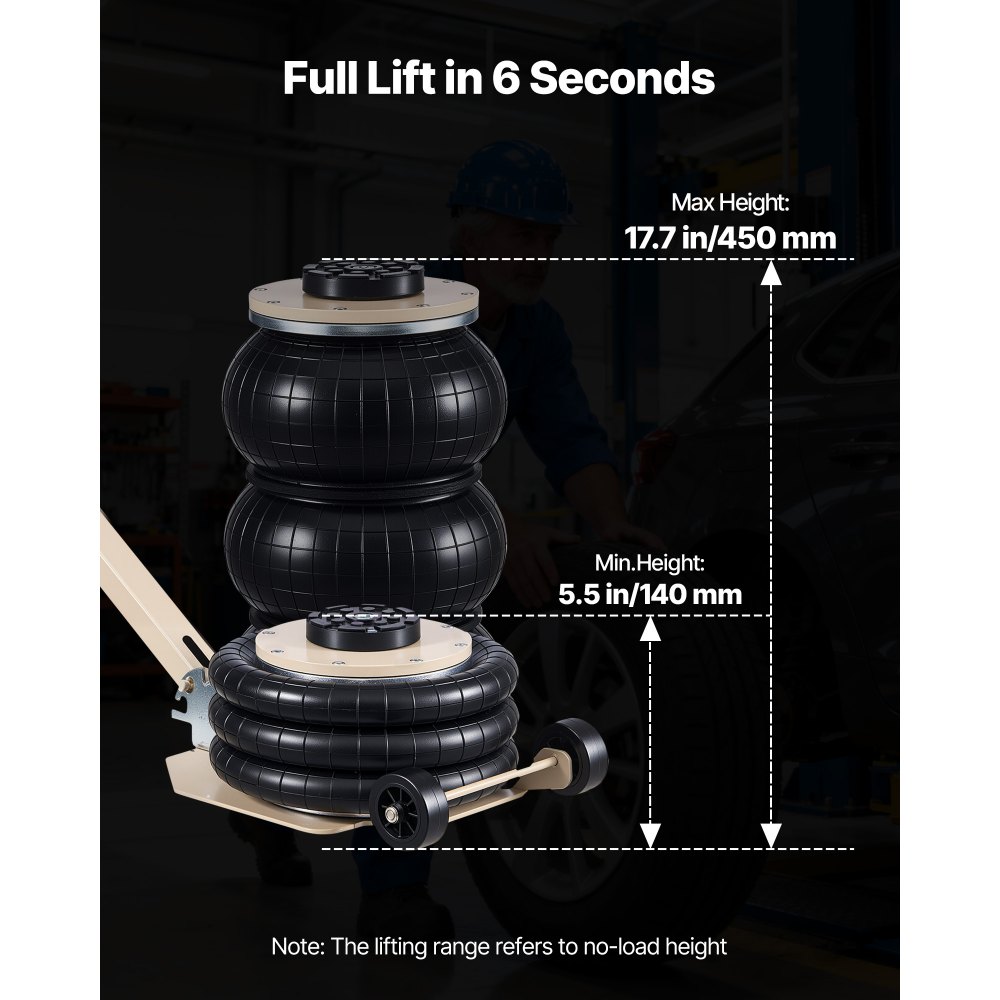 Αερόσακος VEVOR, Τριπλός Αερόσακος 3 Τόνων, Αερόσακος με Έξι Χαλύβδινους Σωλήνες, Ανύψωση Έως 450 mm, Πνευματικός Γρήγορης Ανύψωσης 1-6 s με Ρυθμιζόμενη Μακριά Λαβή & Ελαστικό Μαξιλάκι για Επισκευές Αυτοκινήτων, SUV, Pick-up Φορτηγών Αερόσακος VEVOR, Τριπλός Αερόσακος 3 Τόνων, Αερόσακος με Έξι Χαλύβδινους Σωλήνες, Ανύψωση Έως 450 mm, Πνευματικός Γρήγορης Ανύψωσης 1-6 s με Ρυθμιζόμενη Μακριά Λαβή & Ελαστικό Μαξιλάκι για Επισκευές Αυτοκινήτων, SUV, Pick-up Φορτηγών