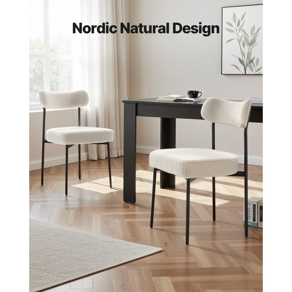 Σετ 6 καρεκλών τραπεζαρίας VEVOR Boucle, Μοντέρνες καρέκλες Sherpa με έμφαση στο Mid Century, Ταπετσαρισμένη πλευρική καρέκλα για τραπεζαρία, Λευκή καρέκλα τραπεζιού κουζίνας που εξοικονομεί χώρο με καμπύλη πλάτη και μαύρα μεταλλικά πόδια Σετ 6 καρεκλών τραπεζαρίας VEVOR Boucle, Μοντέρνες καρέκλες Sherpa με έμφαση στο Mid Century, Ταπετσαρισμένη πλευρική καρέκλα για τραπεζαρία, Λευκή καρέκλα τραπεζιού κουζίνας που εξοικονομεί χώρο με καμπύλη πλάτη και μαύρα μεταλλικά πόδια