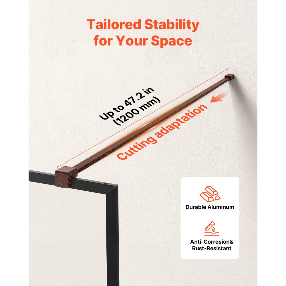 Σταθερό γυάλινο πάνελ ντους VEVOR, σταθερό συρτάρι ντους πλήρους πλαισίου 864 x 1870 mm, διαφανής γυάλινη πόρτα πάχους 8 mm με ταινία στεγανοποίησης στο κάτω μέρος και εξαρτήματα, εύκολο στον καθαρισμό, για μπάνιο, ματ μαύρο Σταθερό γυάλινο πάνελ ντους VEVOR, σταθερό συρτάρι ντους πλήρους πλαισίου 864 x 1870 mm, διαφανής γυάλινη πόρτα πάχους 8 mm με ταινία στεγανοποίησης στο κάτω μέρος και εξαρτήματα, εύκολο στον καθαρισμό, για μπάνιο, ματ μαύρο