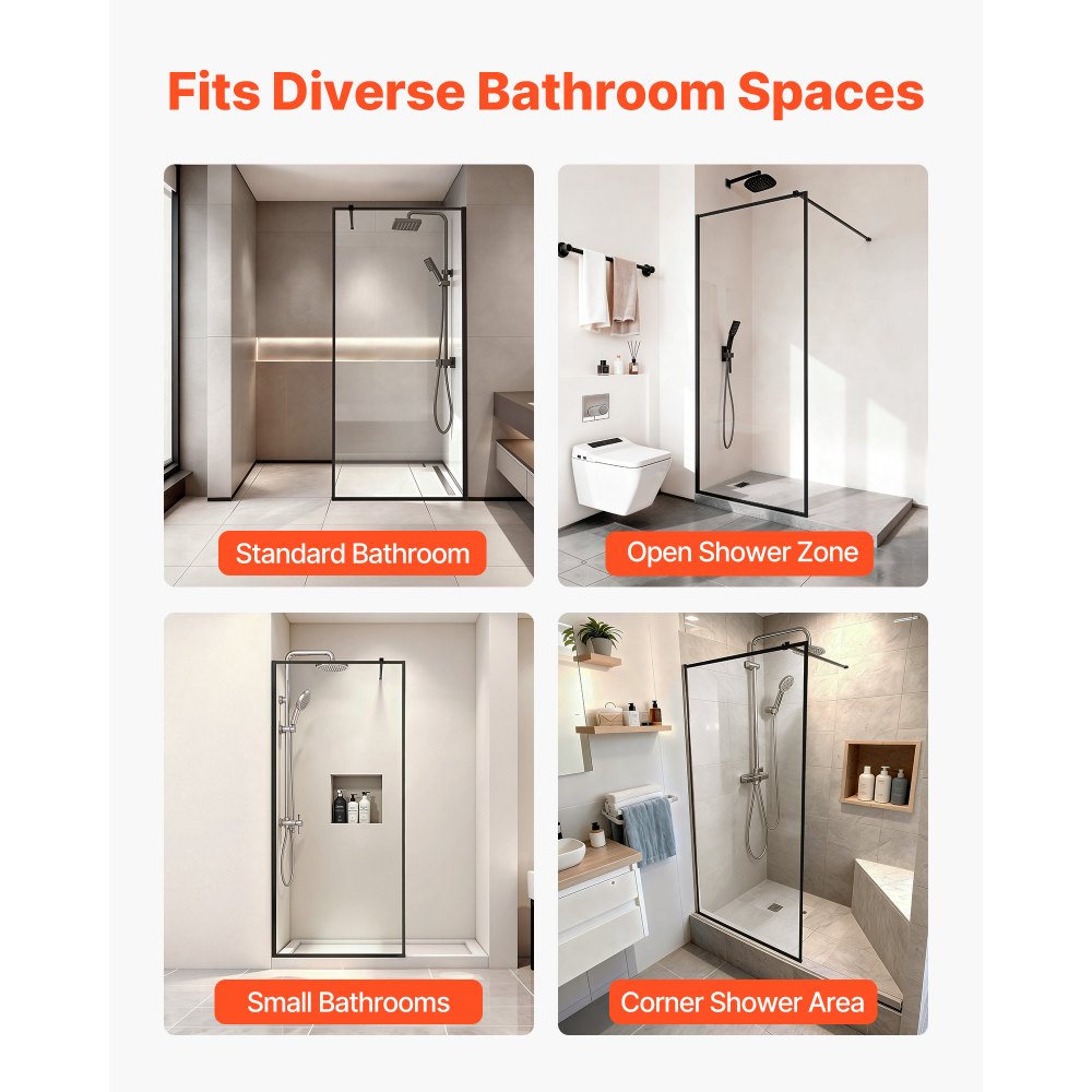 Σταθερό γυάλινο πάνελ ντους VEVOR, σταθερό συρτάρι ντους πλήρους πλαισίου 864 x 1870 mm, διαφανής γυάλινη πόρτα πάχους 8 mm με ταινία στεγανοποίησης στο κάτω μέρος και εξαρτήματα, εύκολο στον καθαρισμό, για μπάνιο, ματ μαύρο Σταθερό γυάλινο πάνελ ντους VEVOR, σταθερό συρτάρι ντους πλήρους πλαισίου 864 x 1870 mm, διαφανής γυάλινη πόρτα πάχους 8 mm με ταινία στεγανοποίησης στο κάτω μέρος και εξαρτήματα, εύκολο στον καθαρισμό, για μπάνιο, ματ μαύρο