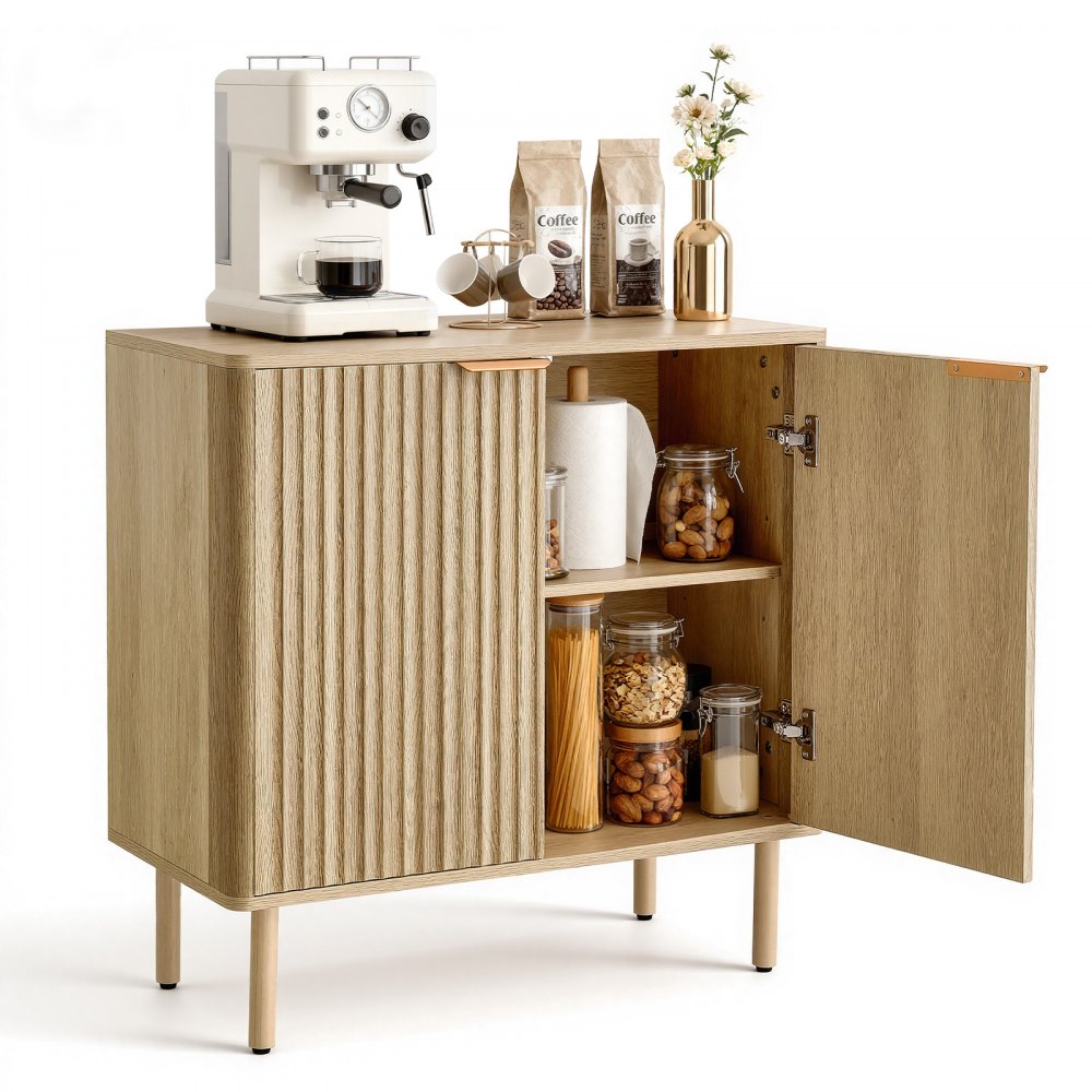 Ντουλάπι καφέ VEVOR, Τραπεζάκι καφέ Mid Century με ραβδώσεις και αποθηκευτικό χώρο 2 επιπέδων, Ντουλάπι μπουφέ με 2 πόρτες αχυρώνα, Μπουφές για σαλόνι, Είσοδος, 80 x 37,5 x 80 cm, Δρυς Ντουλάπι καφέ VEVOR, Τραπεζάκι καφέ Mid Century με ραβδώσεις και αποθηκευτικό χώρο 2 επιπέδων, Ντουλάπι μπουφέ με 2 πόρτες αχυρώνα, Μπουφές για σαλόνι, Είσοδος, 80 x 37,5 x 80 cm, Δρυς