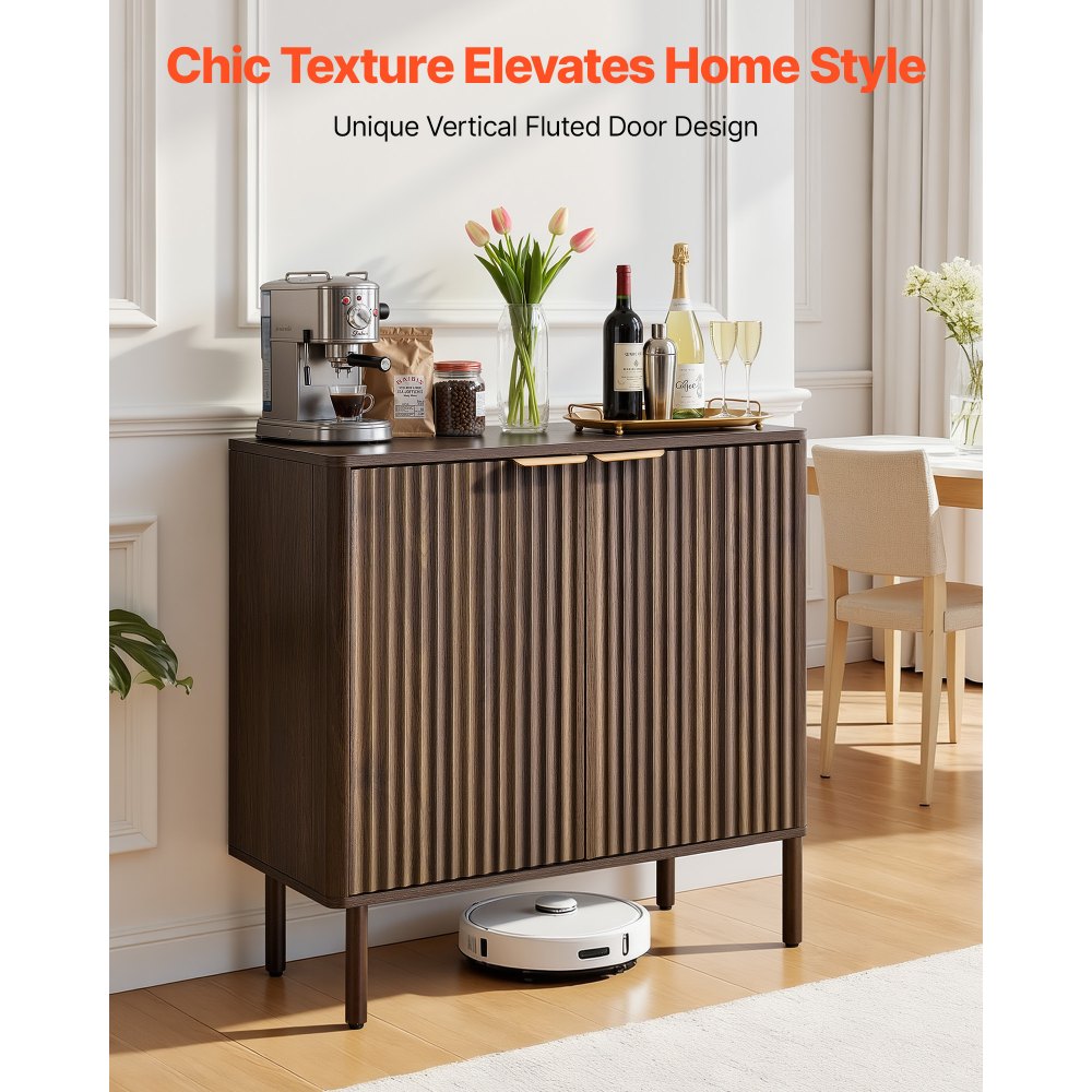 Ντουλάπι καφέ VEVOR, Τραπεζάκι καφέ Mid Century με ραβδώσεις και αποθηκευτικό χώρο 2 επιπέδων, Ντουλάπι μπουφέ με πόρτα αχυρώνα, Μπουφές για σαλόνι, Είσοδος, 80 x 37,5 x 80 cm Καρυδιά Ντουλάπι καφέ VEVOR, Τραπεζάκι καφέ Mid Century με ραβδώσεις και αποθηκευτικό χώρο 2 επιπέδων, Ντουλάπι μπουφέ με πόρτα αχυρώνα, Μπουφές για σαλόνι, Είσοδος, 80 x 37,5 x 80 cm Καρυδιά