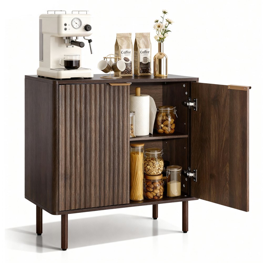 Ντουλάπι καφέ VEVOR, Τραπεζάκι καφέ Mid Century με ραβδώσεις και αποθηκευτικό χώρο 2 επιπέδων, Ντουλάπι μπουφέ με πόρτα αχυρώνα, Μπουφές για σαλόνι, Είσοδος, 80 x 37,5 x 80 cm Καρυδιά Ντουλάπι καφέ VEVOR, Τραπεζάκι καφέ Mid Century με ραβδώσεις και αποθηκευτικό χώρο 2 επιπέδων, Ντουλάπι μπουφέ με πόρτα αχυρώνα, Μπουφές για σαλόνι, Είσοδος, 80 x 37,5 x 80 cm Καρυδιά