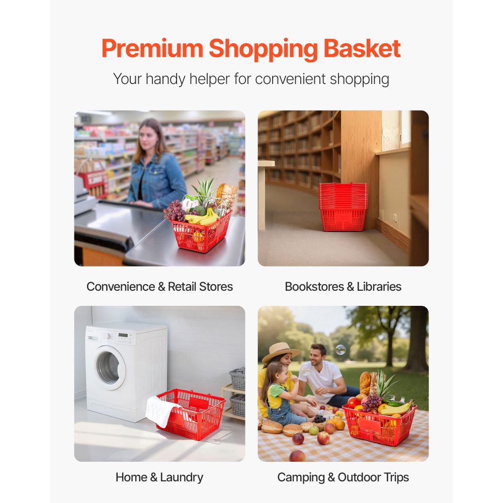 Καλάθια αγορών VEVOR, 12 τεμάχια, πλαστικά καλάθια παντοπωλείου PE 21L στοιβαζόμενα με μεταλλικές λαβές, πυκνή δομή πλέγματος, χωρητικότητα έως 9,07kg, φορητά για παντοπωλεία, λιανική πώληση, καταστήματα, σούπερ μάρκετ, οικιακή χρήση, κόκκινο Καλάθια αγορών VEVOR, 12 τεμάχια, πλαστικά καλάθια παντοπωλείου PE 21L στοιβαζόμενα με μεταλλικές λαβές, πυκνή δομή πλέγματος, χωρητικότητα έως 9,07kg, φορητά για παντοπωλεία, λιανική πώληση, καταστήματα, σούπερ μάρκετ, οικιακή χρήση, κόκκινο